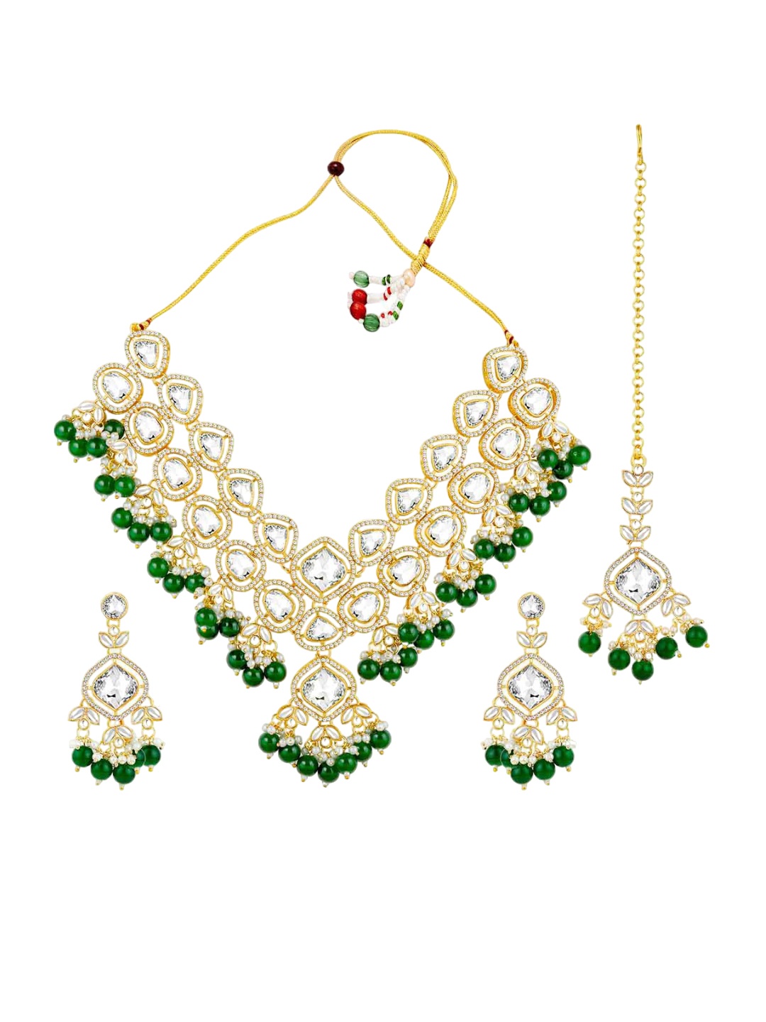 

Peora Gold-Plated Cubic Zirconia and Crystal Studded & Beaded Jewellery Set
