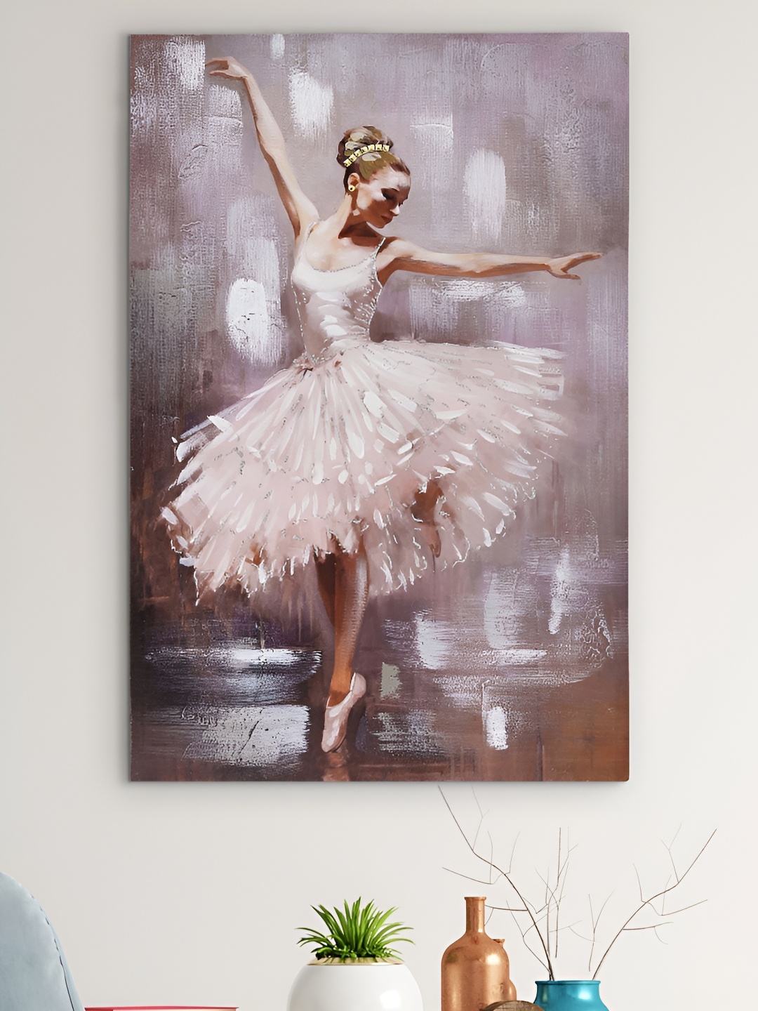 

Home Centre Artistry Ballerino White & Grey Canvas Dancing Girl Wall Art