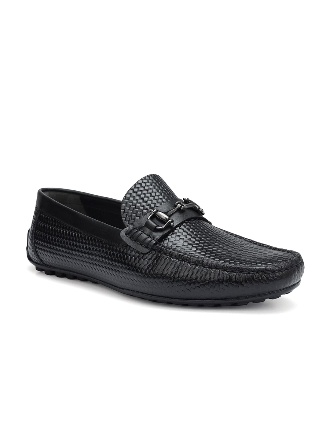 

ROSSO BRUNELLO Men Textured Formal Loafers, Black