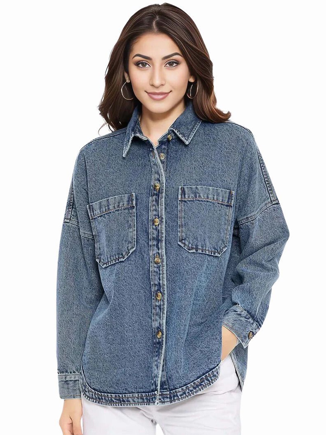 

Antimony Women Standard Opaque Casual Shirt, Blue