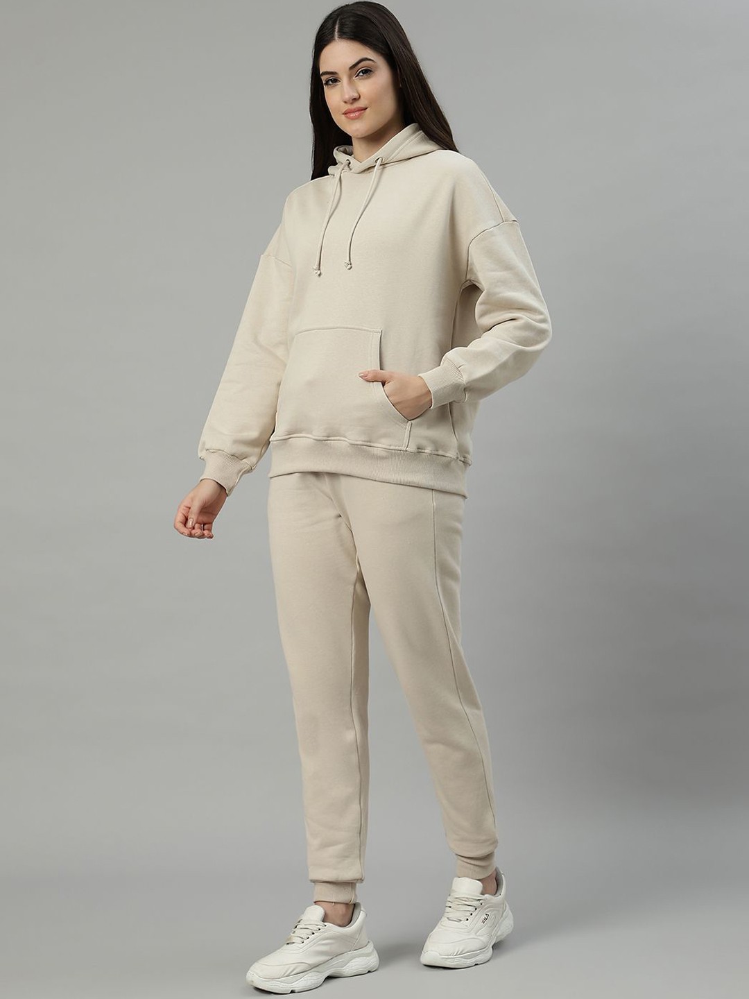 

UnaOne Women Hooded Track Suits, Beige