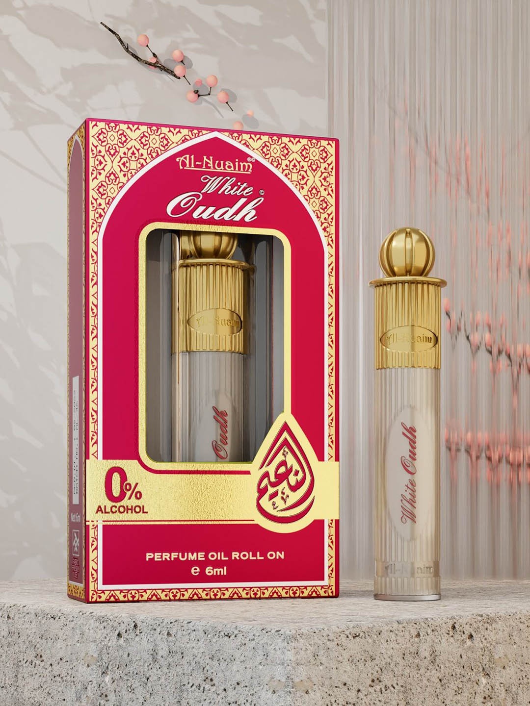 

Al-Nuaim Silver Series White Oudh Alcohol Free Long Lasting Attar Roll-On - 6 ml, Red