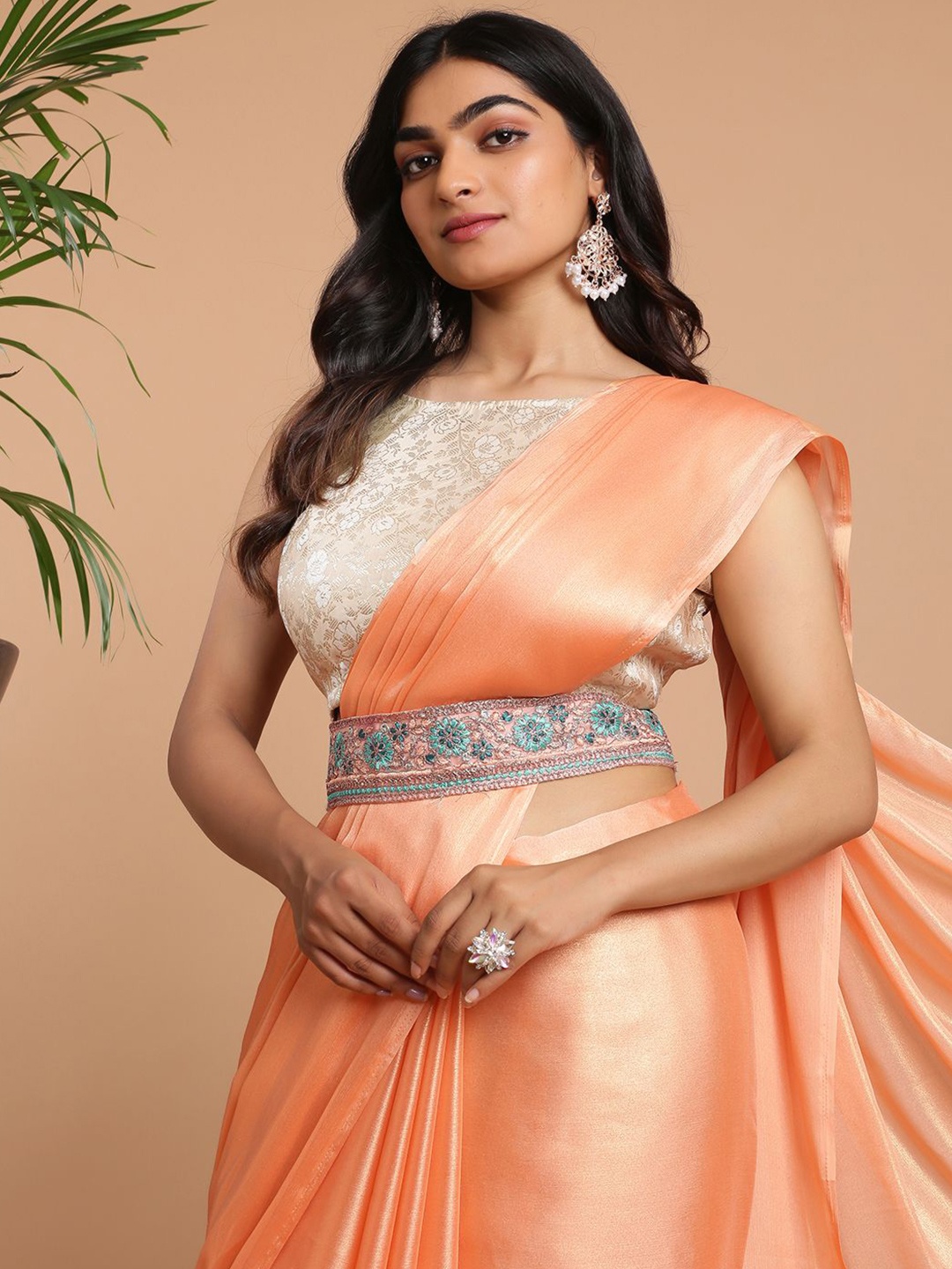 

Kalyan Silks Women Belted Baluchari Saree, Orange