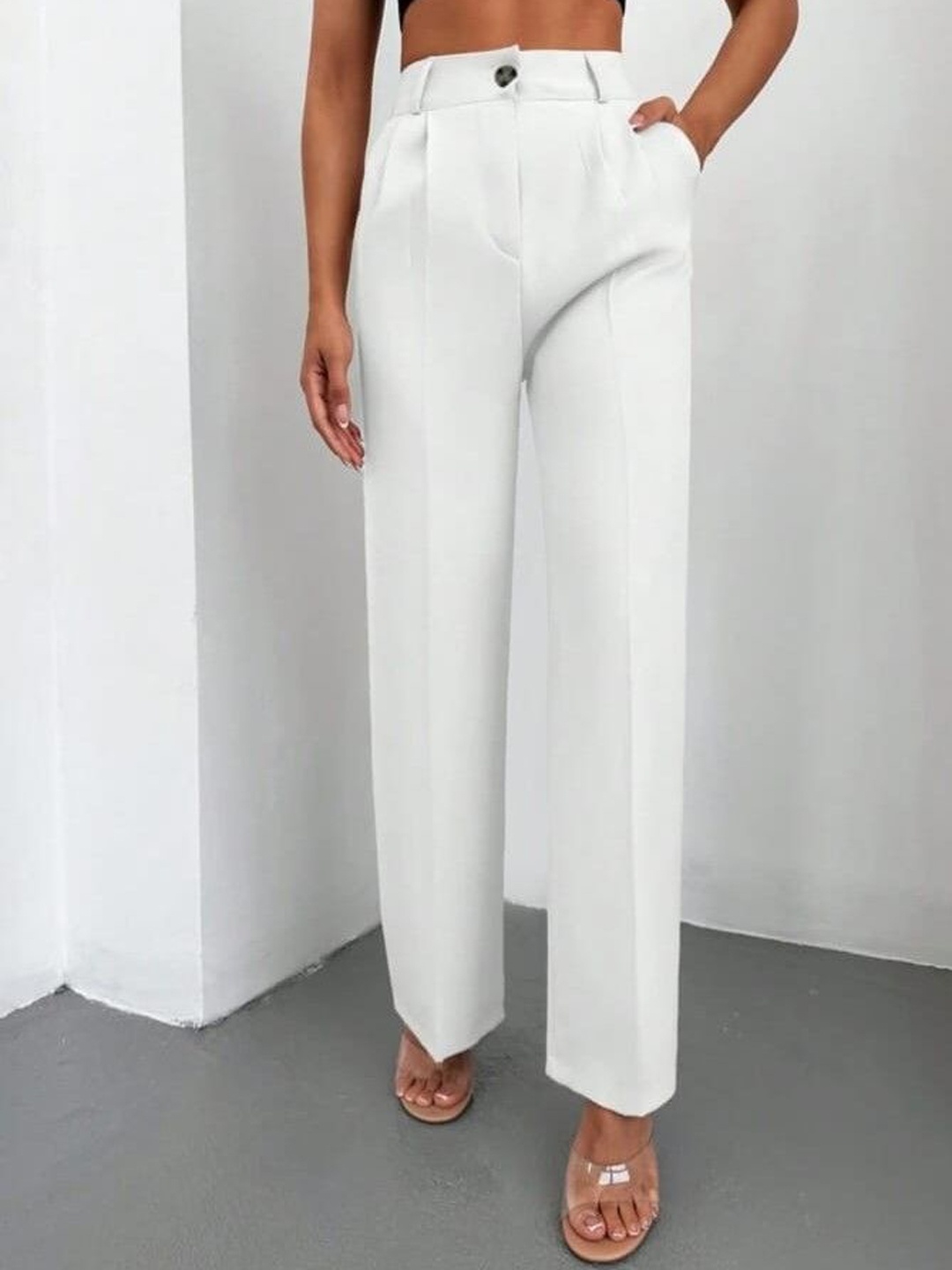 

Next One Women High-Rise Pleated Korean Trousers, White