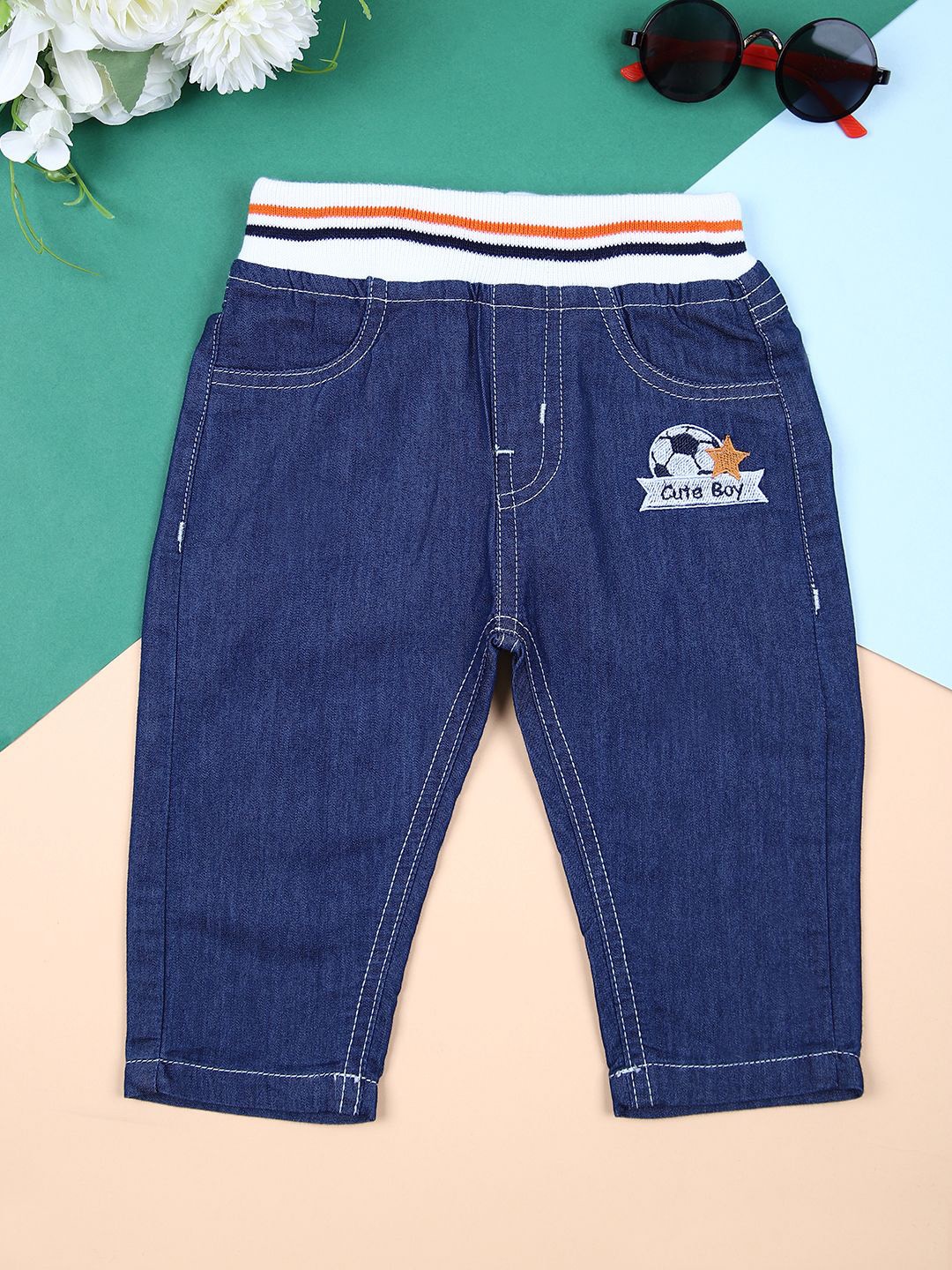 

V-Mart Kids Cotton Mid-Rise Regular Fit Stretchable Jeans, Blue