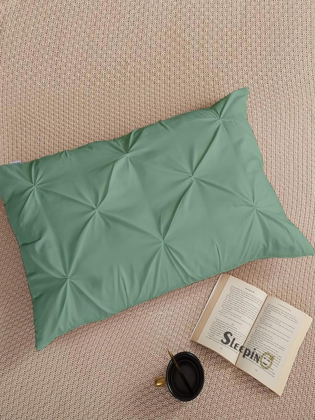 

Sleepino Green 2 Pieces Solid Linen Rectangle Pillow Covers