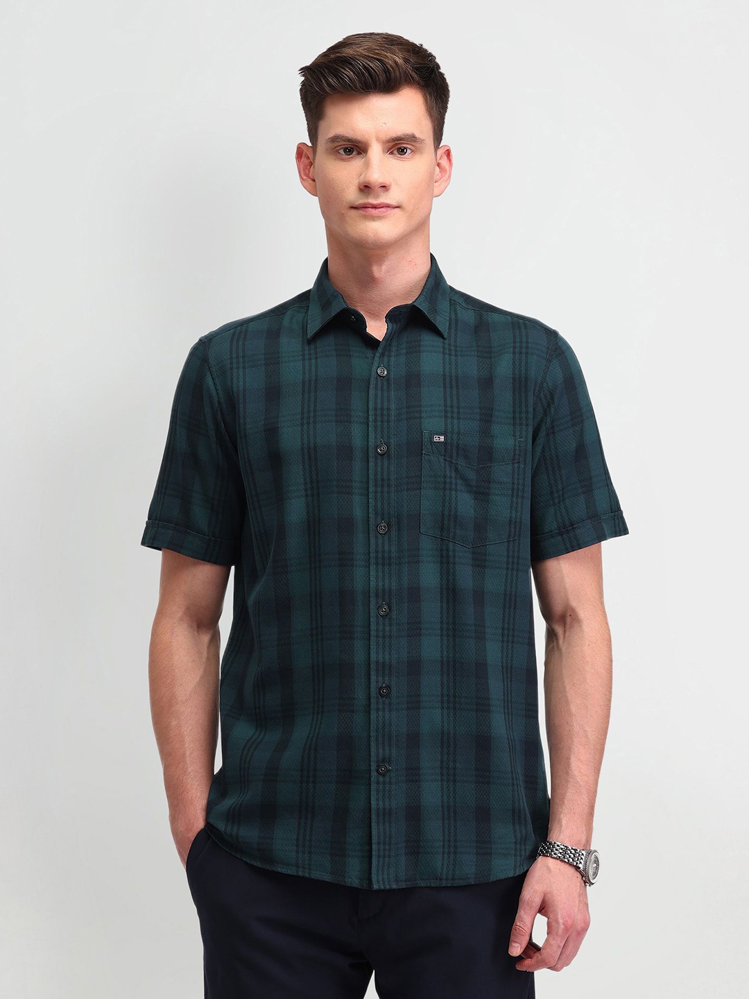 

Arrow Sport Men Classic Opaque Checked Casual Shirt, Grey
