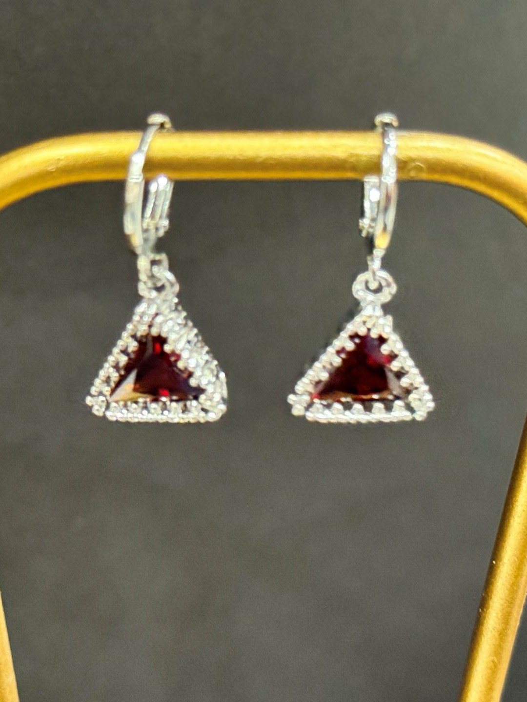 

The Jewellery Tale Triangular Drop Earrings, Red