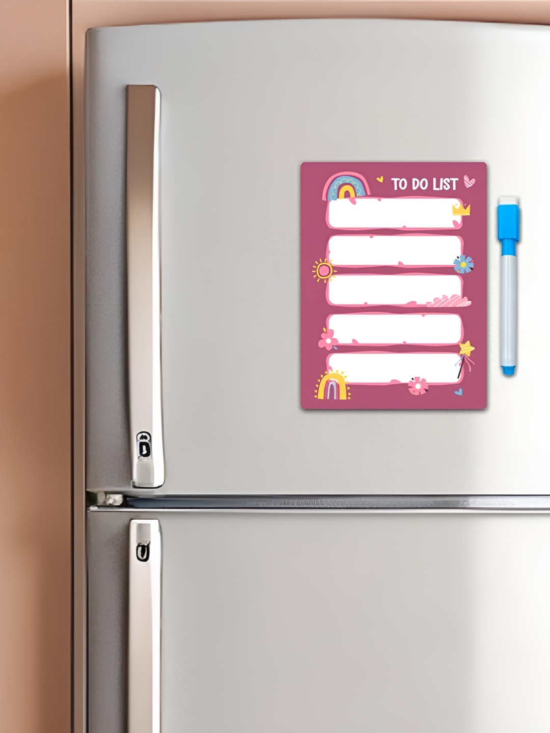 

CVANU White & Pink Printed Fridge Magnetic Sticker