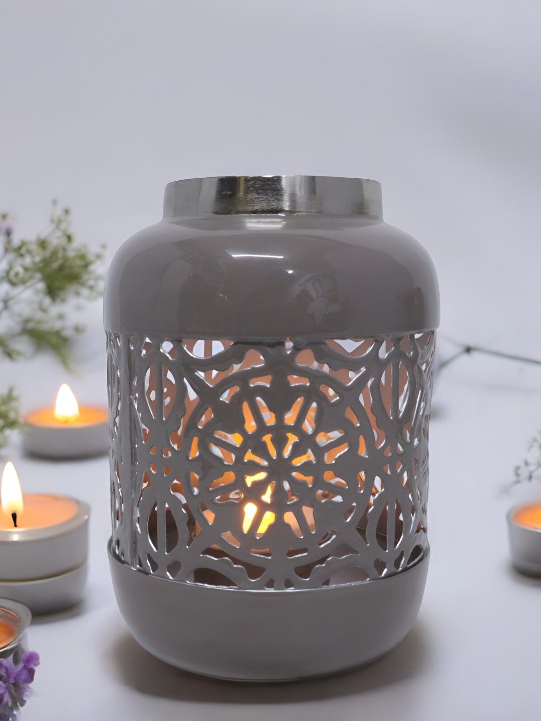 

Extreme Karigari Grey Metal Decorative Lanterns Candle Holder