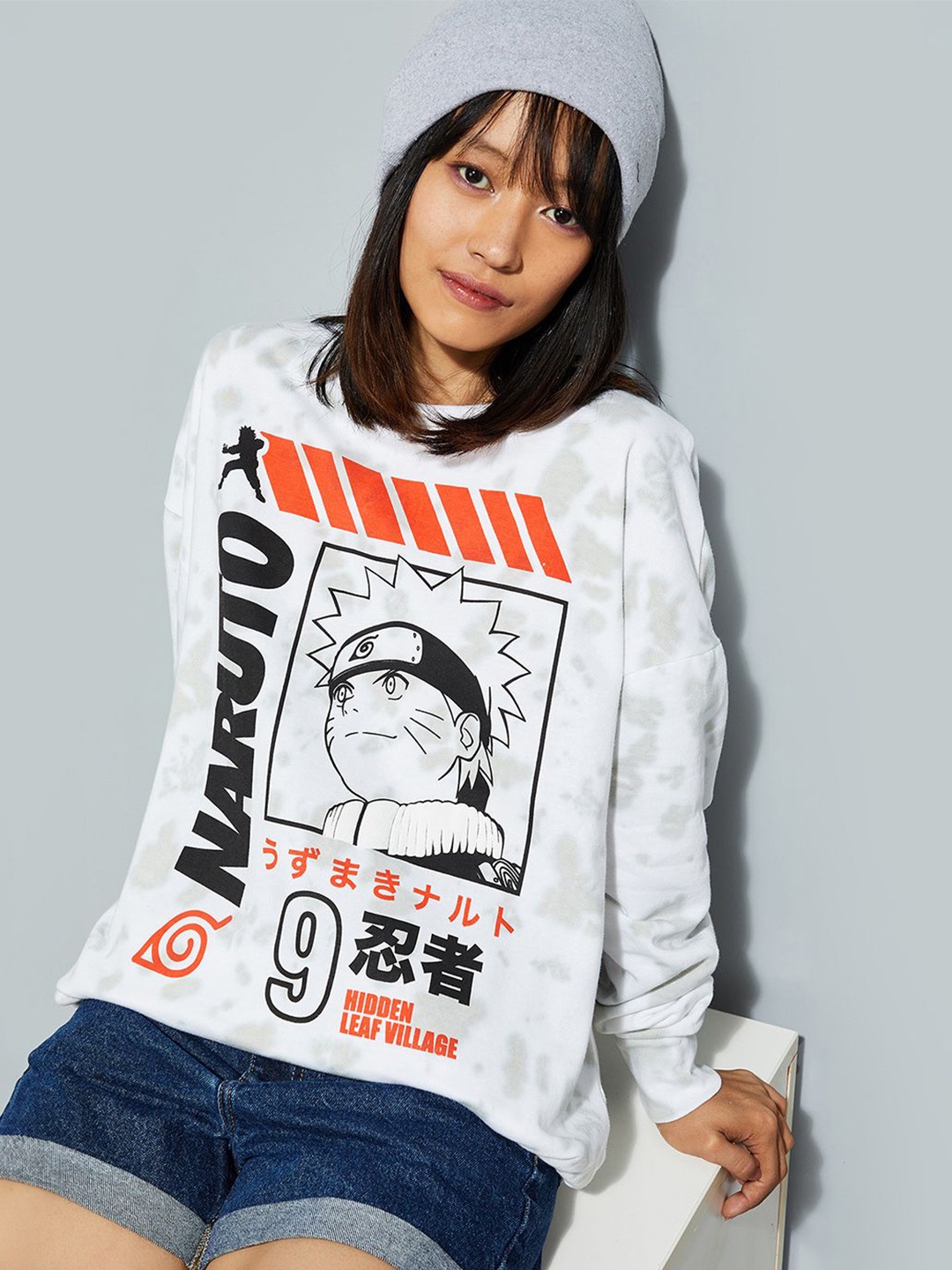 

max URB_N Women Naruto Printed Sweatshirt, White