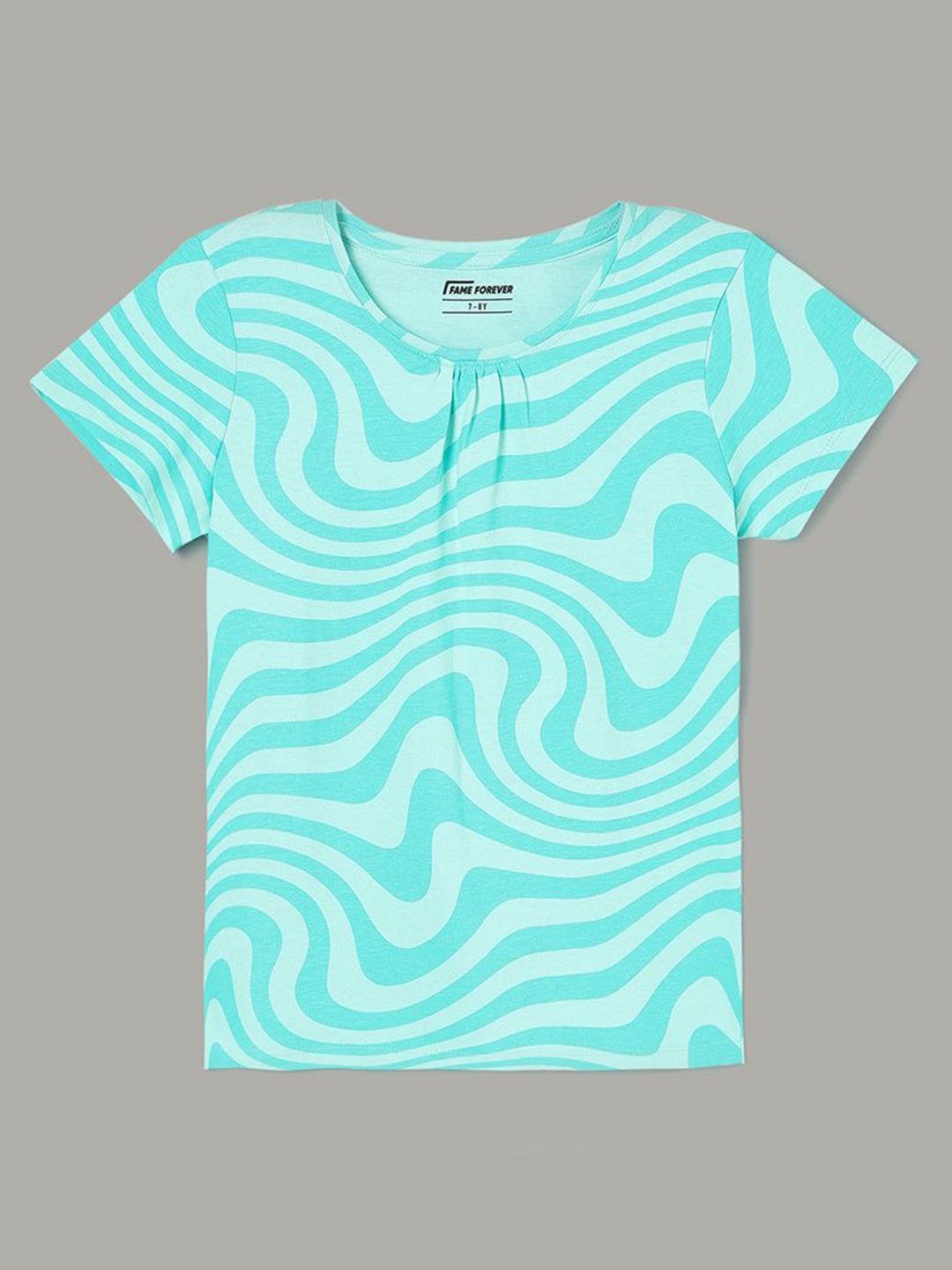 

Fame Forever by Lifestyle Girls Abstract Printed Round Neck Cotton T-shirt, Blue