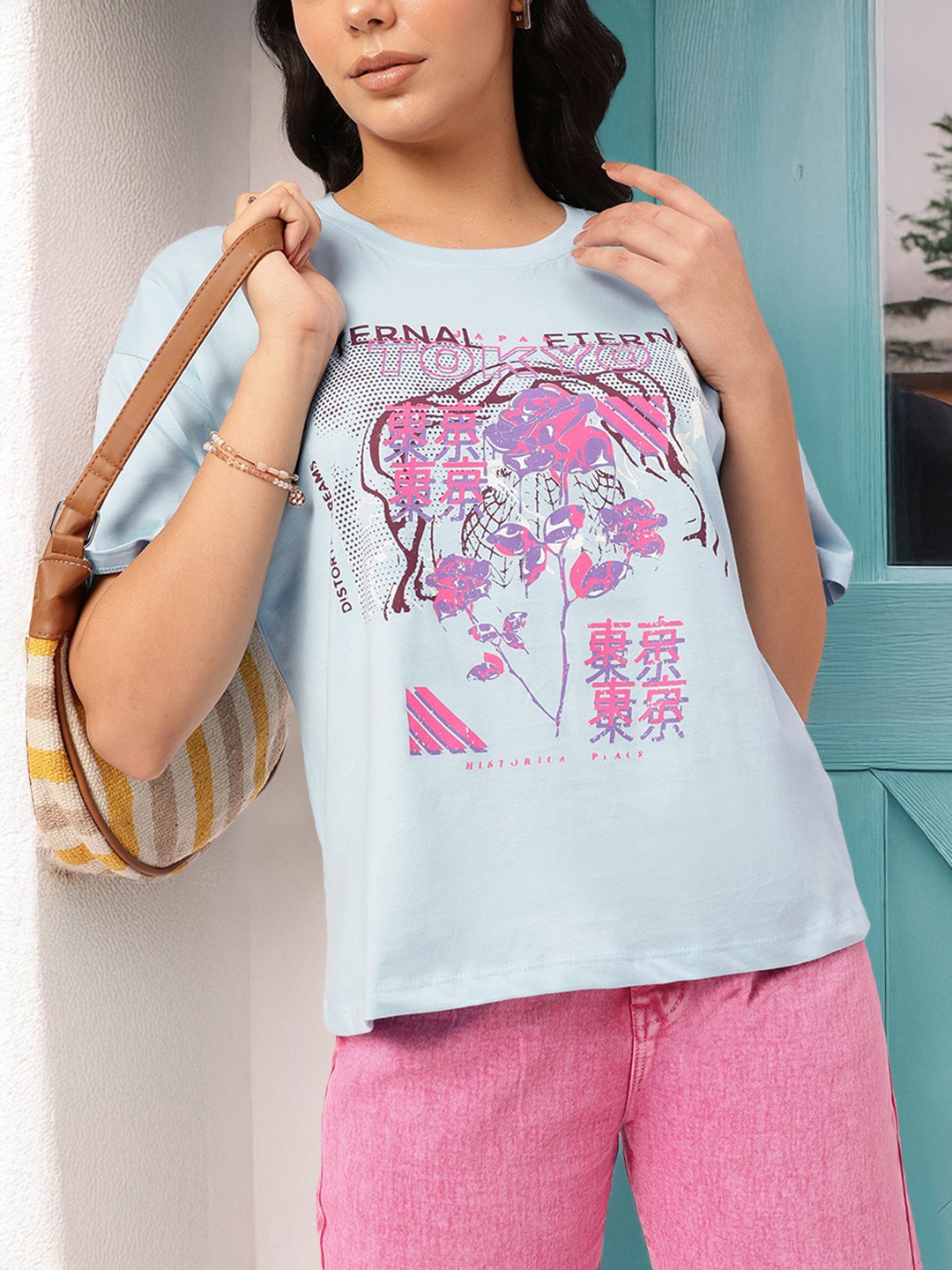 

DressBerry Whimsical Wonder Graphic Print T-shirt, Blue