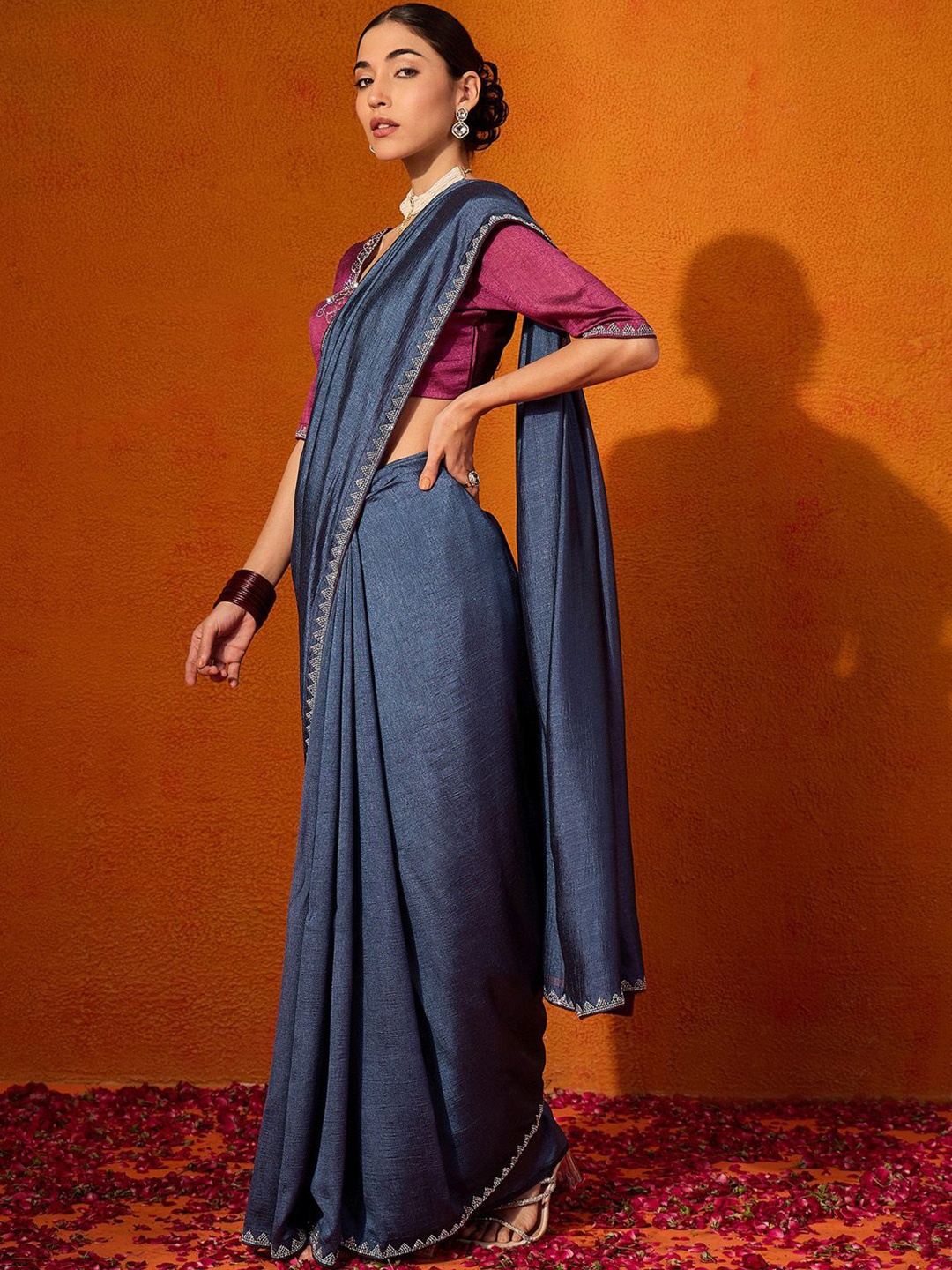 

Anouk Beads and Stones Saree, Blue