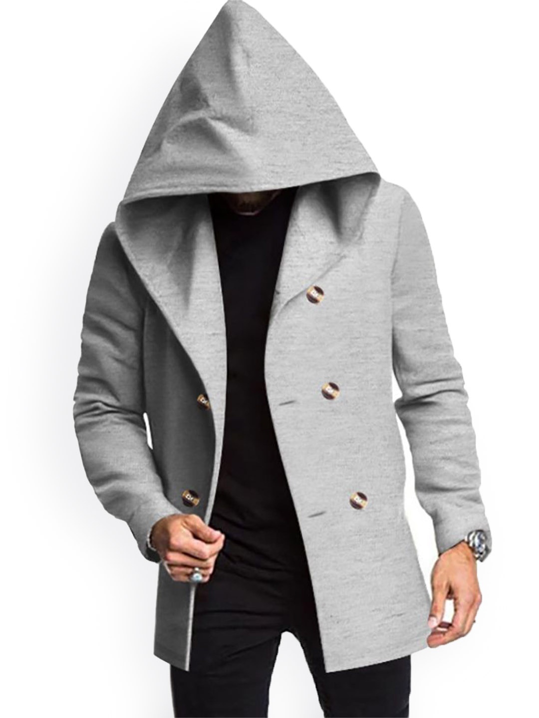 

StyleCast x Revolte Men Double-Breasted Overcoats, Grey