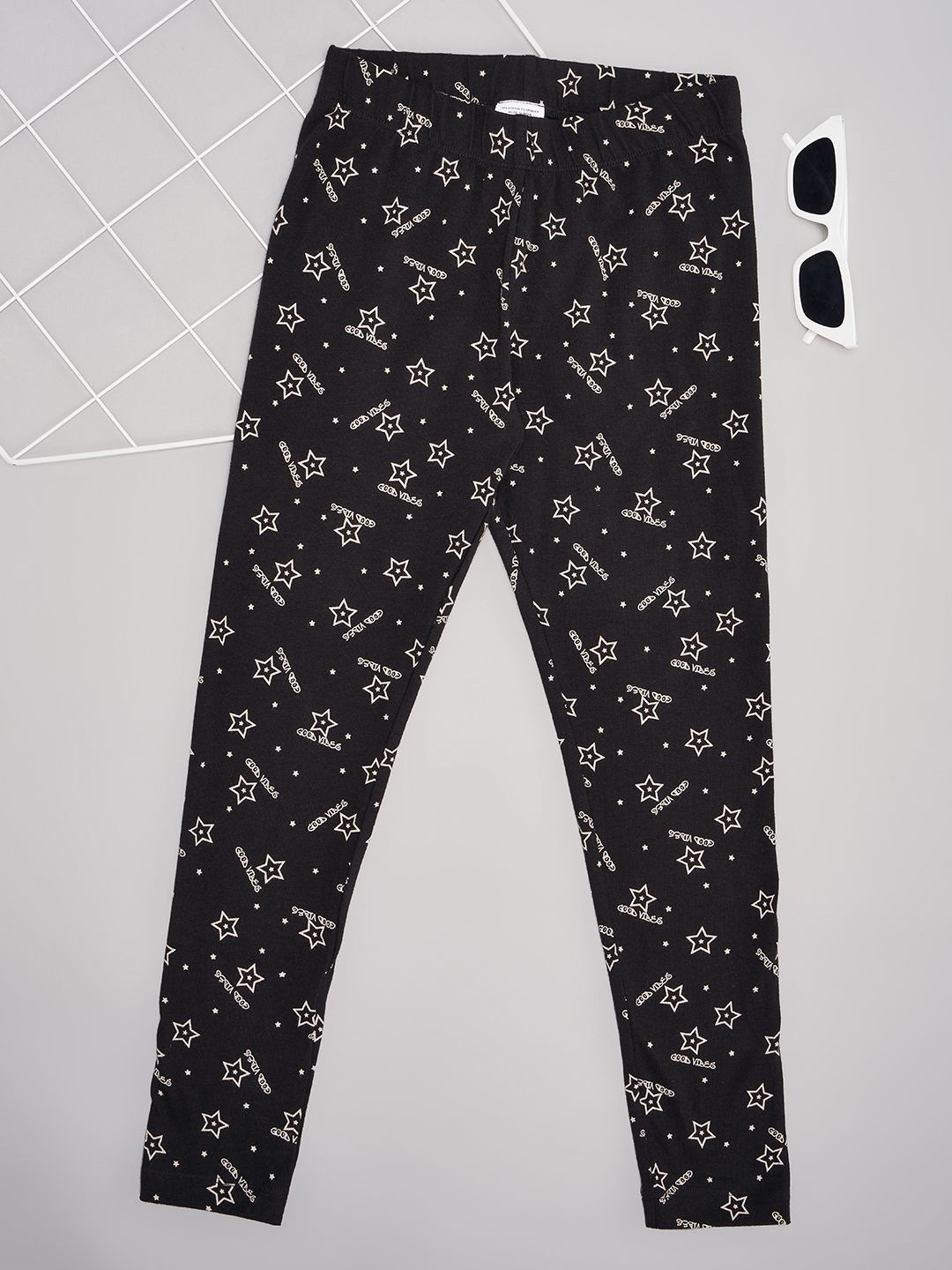 

Pantaloons Junior Girls Printed Ankle-Length Leggings, Black