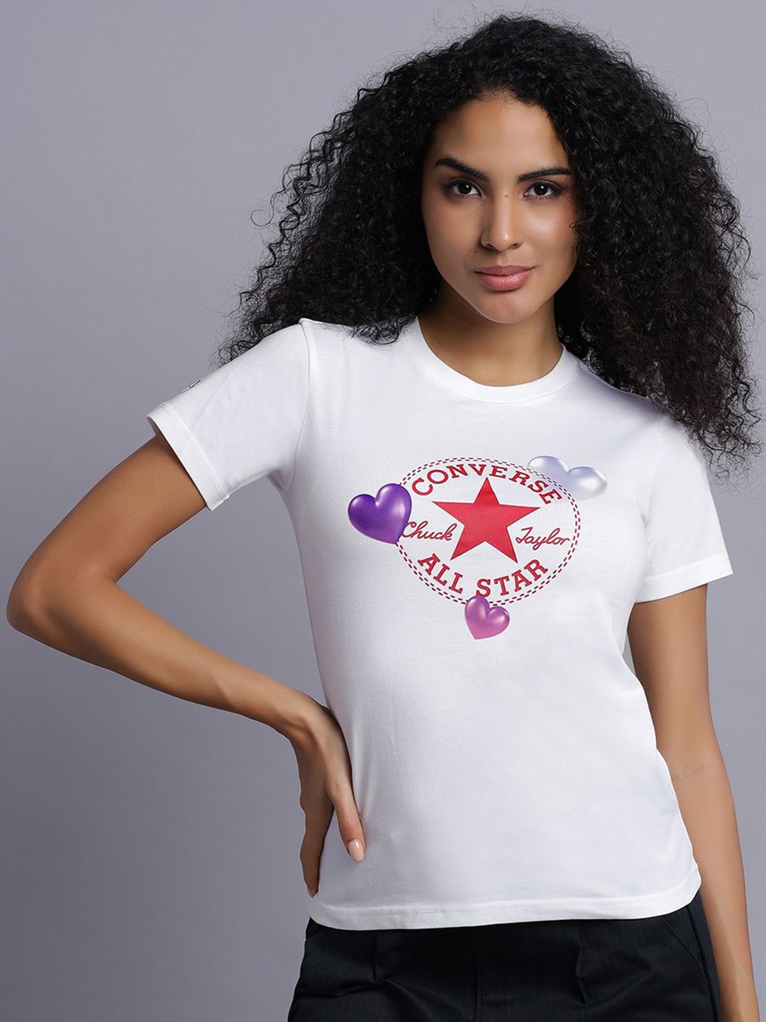 

Converse Women BEMY2K Slim Fit T-shirt, White