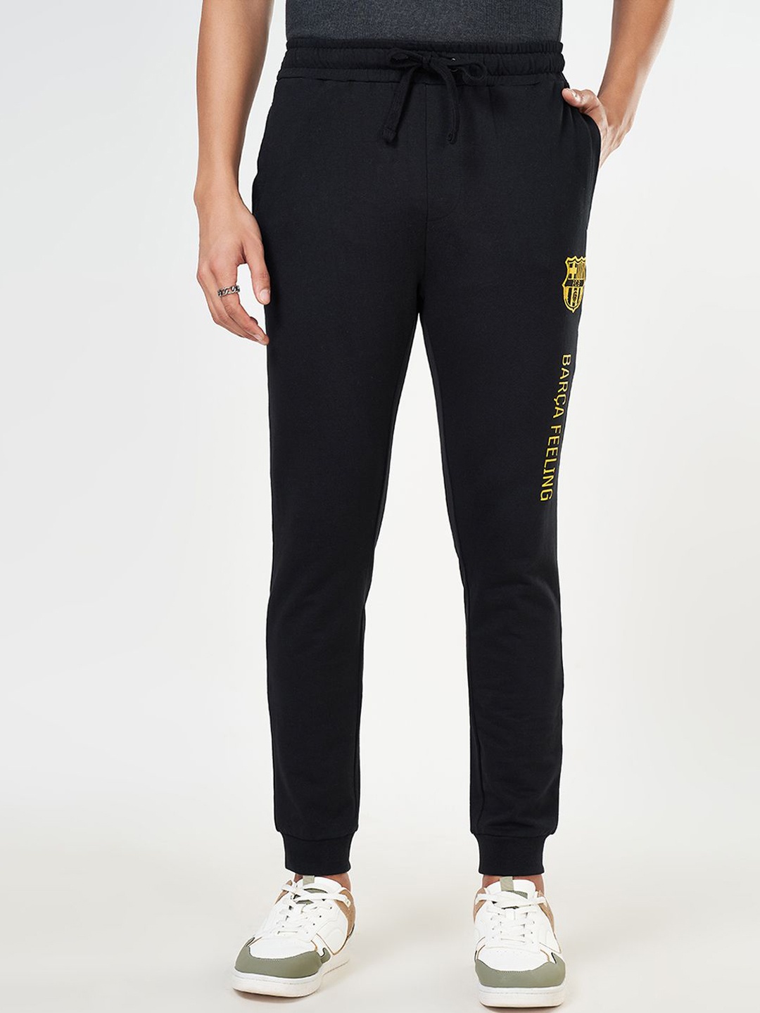 

SF JEANS by Pantaloons Men Cotton Mid-Rise Joggers, Black