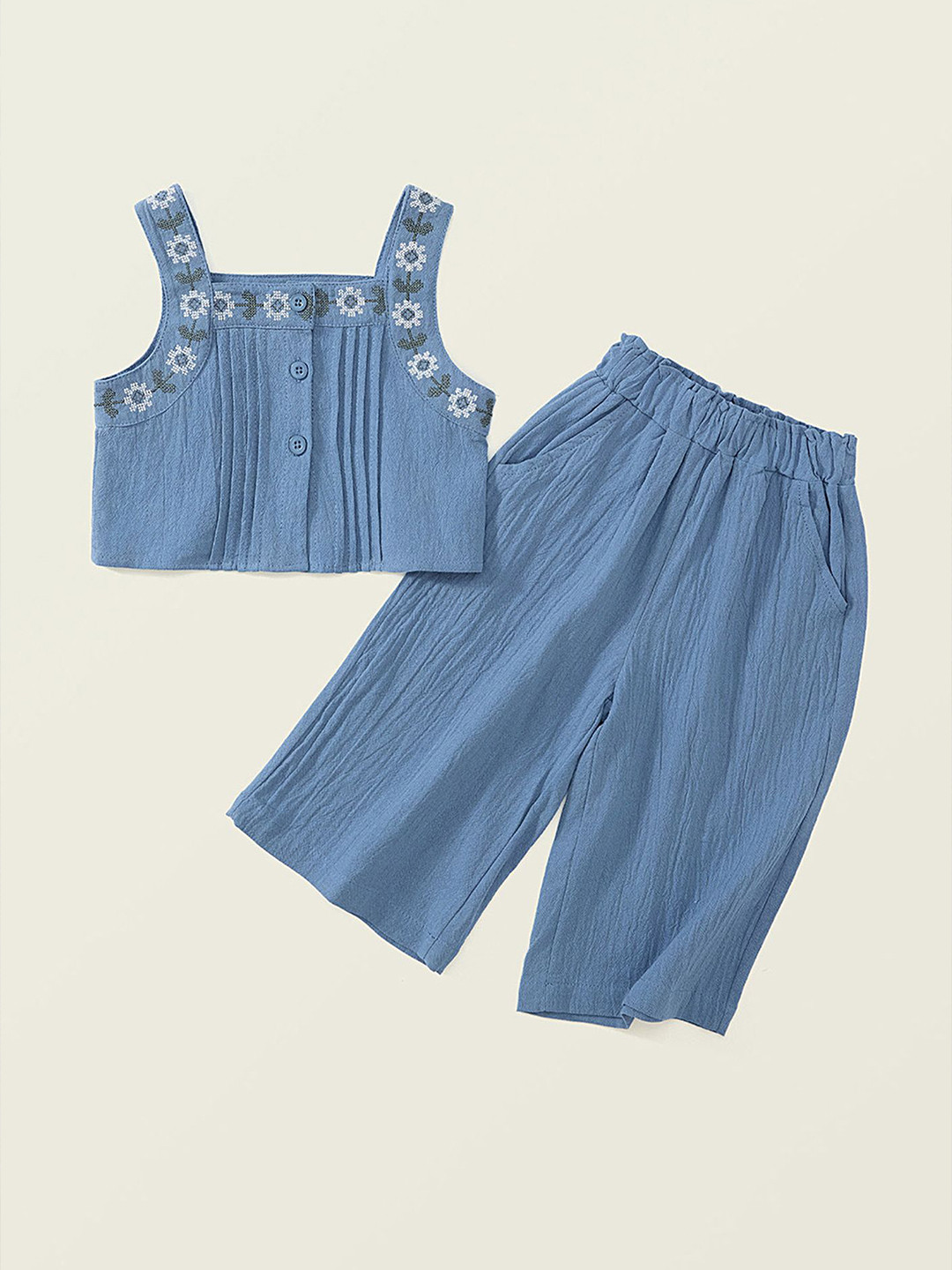 

LULU & SKY Girls Top with Palazzos, Blue