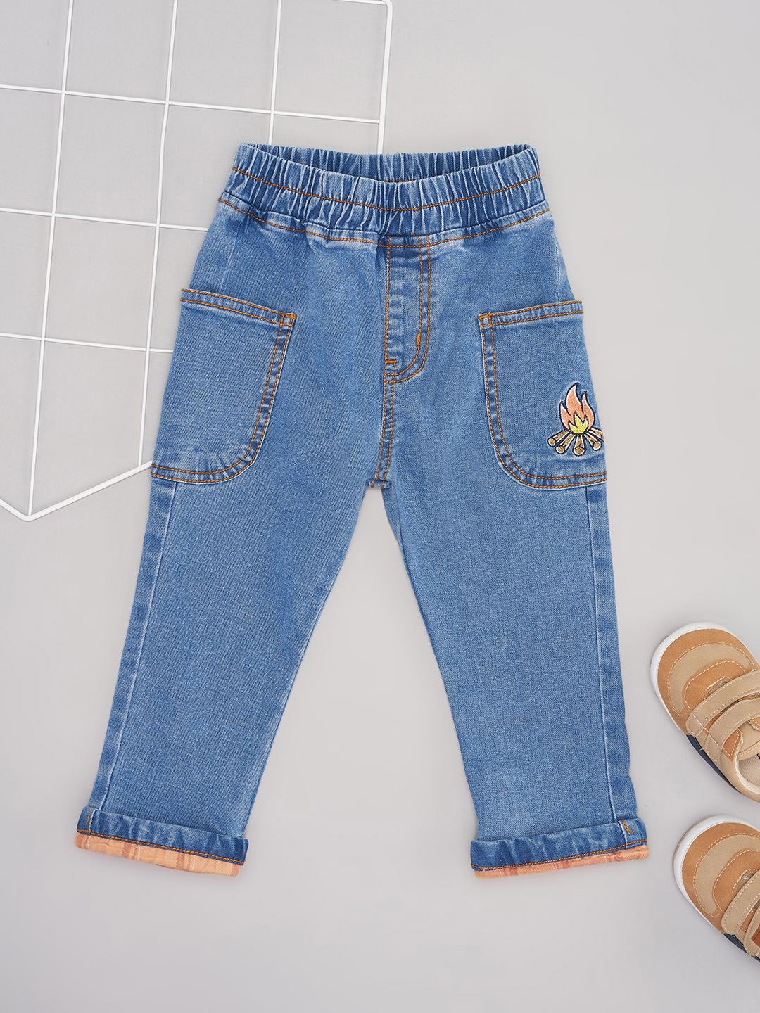 

Pantaloons Baby Blue Cotton Boys Low Distress Mid-Rise Slip-On Jeans