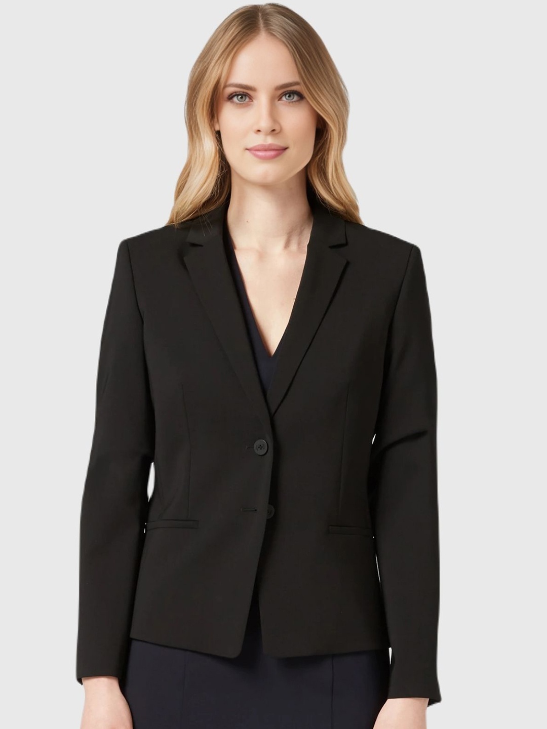 

BAESD Women Notched Lapel Collar Single Breasted Formal Blazer, Black