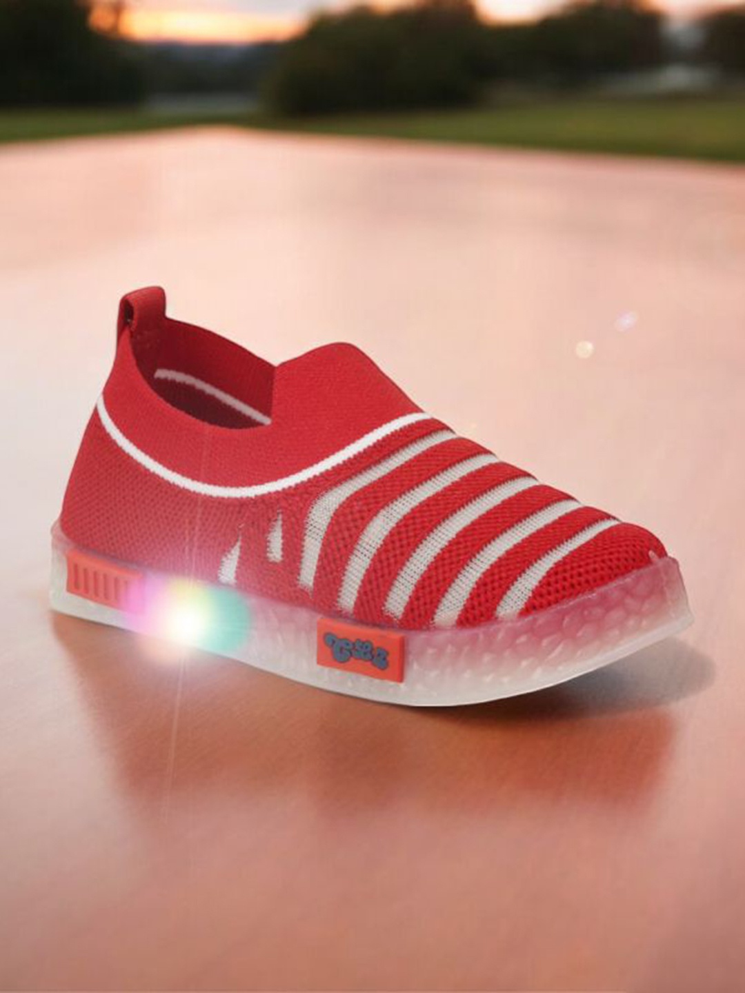 

Lil Lollipop Kids Woven Design Slip-On Sneakers, Red