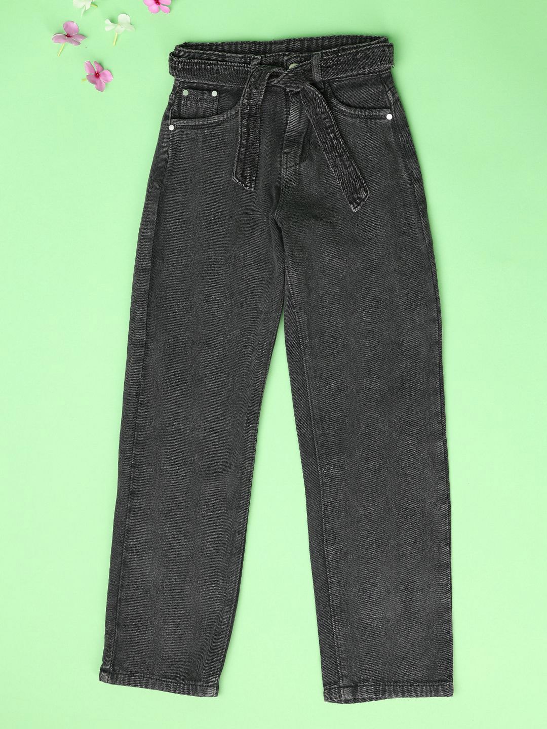 

V-Mart Girls Straight Fit Stretchable Cotton Jeans, Black