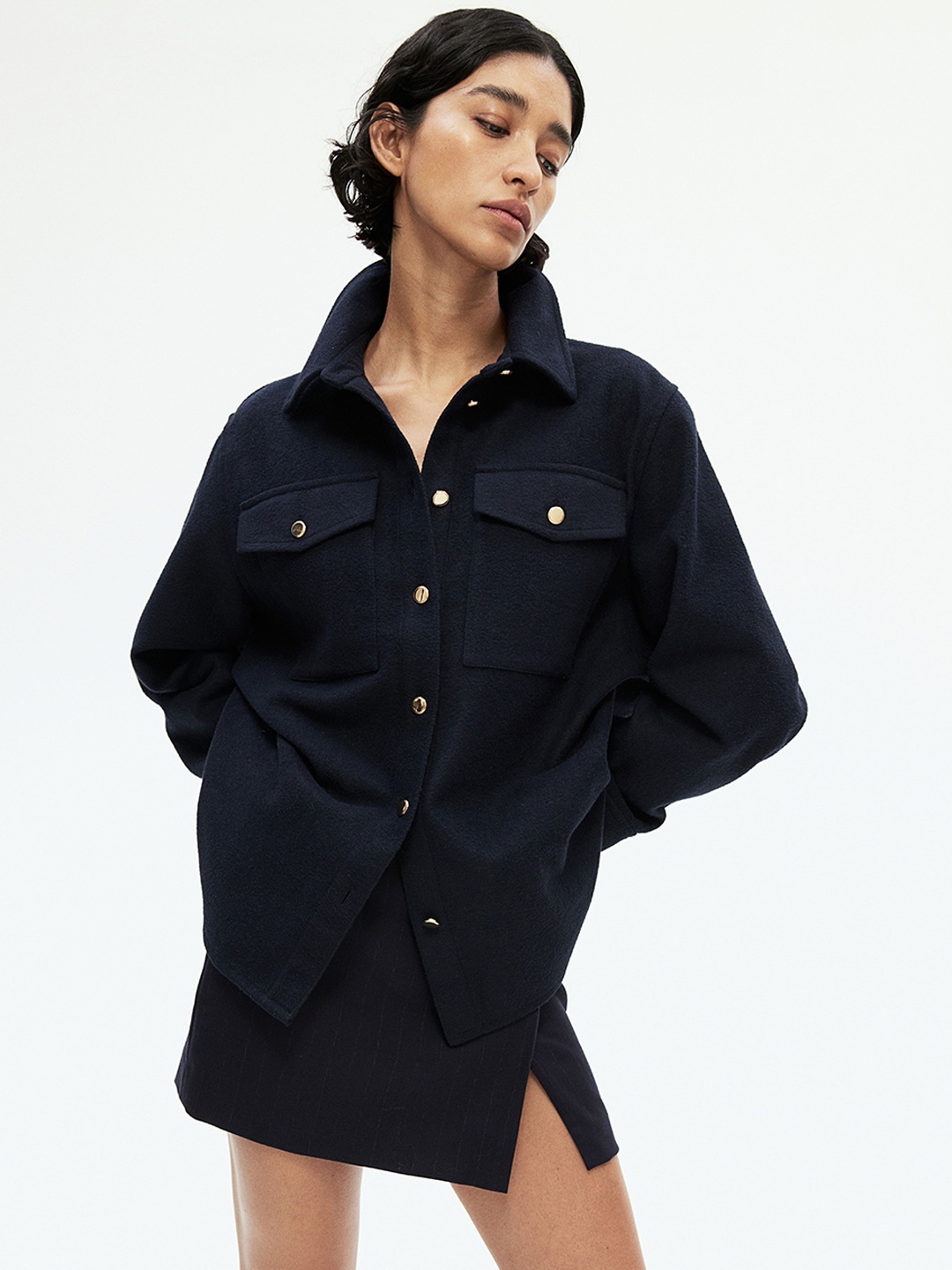 

H&M Oversized Shacket, Navy blue