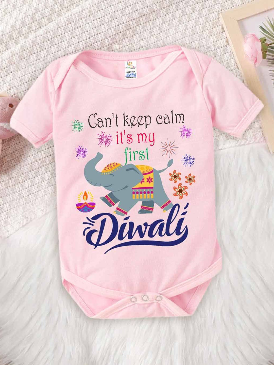 

Babywish Unisex Kids Printed Cotton Bodysuit, Pink
