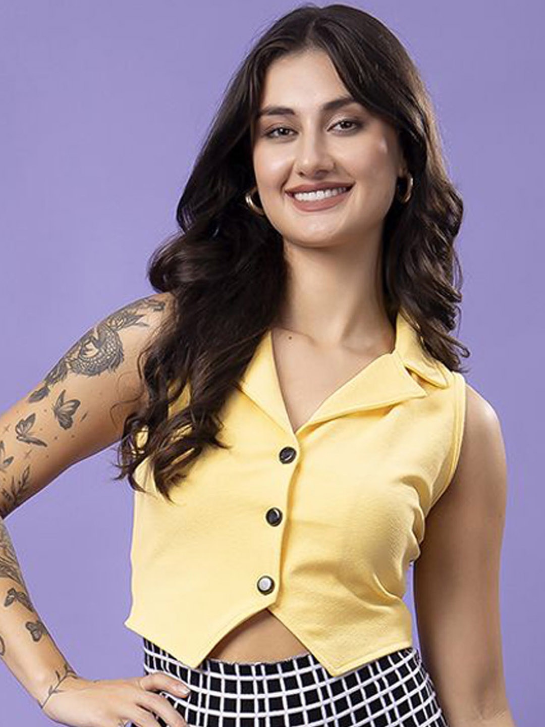 

Popwings V Neck Sleeveless Waistcoat, Yellow