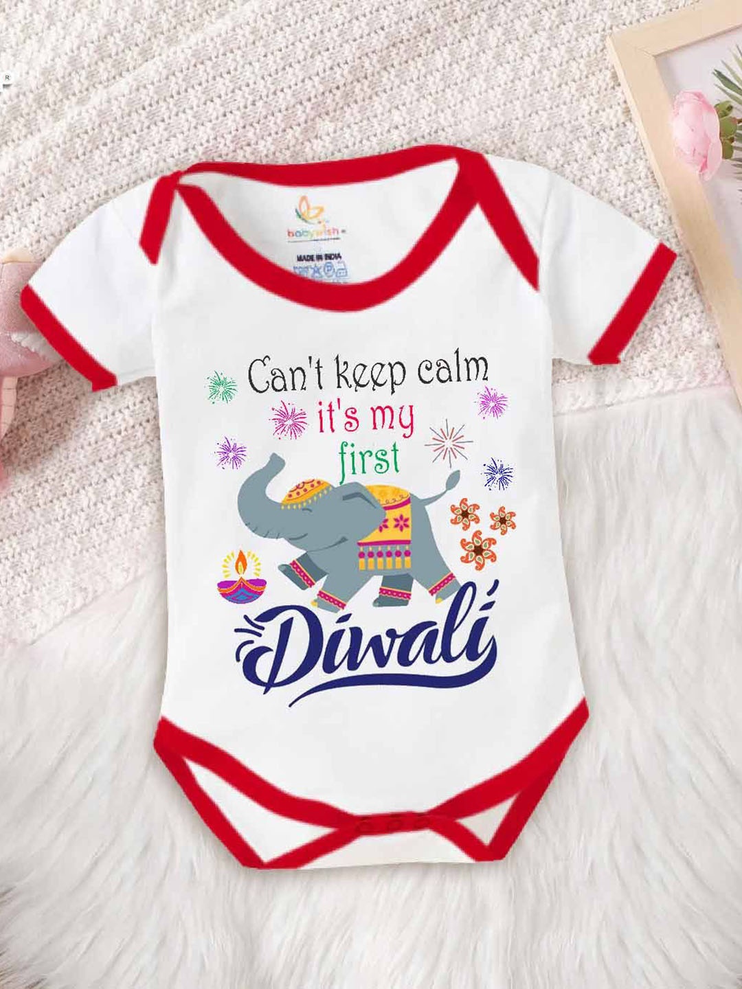 

Babywish Infant Printed Cotton Bodysuit, Red