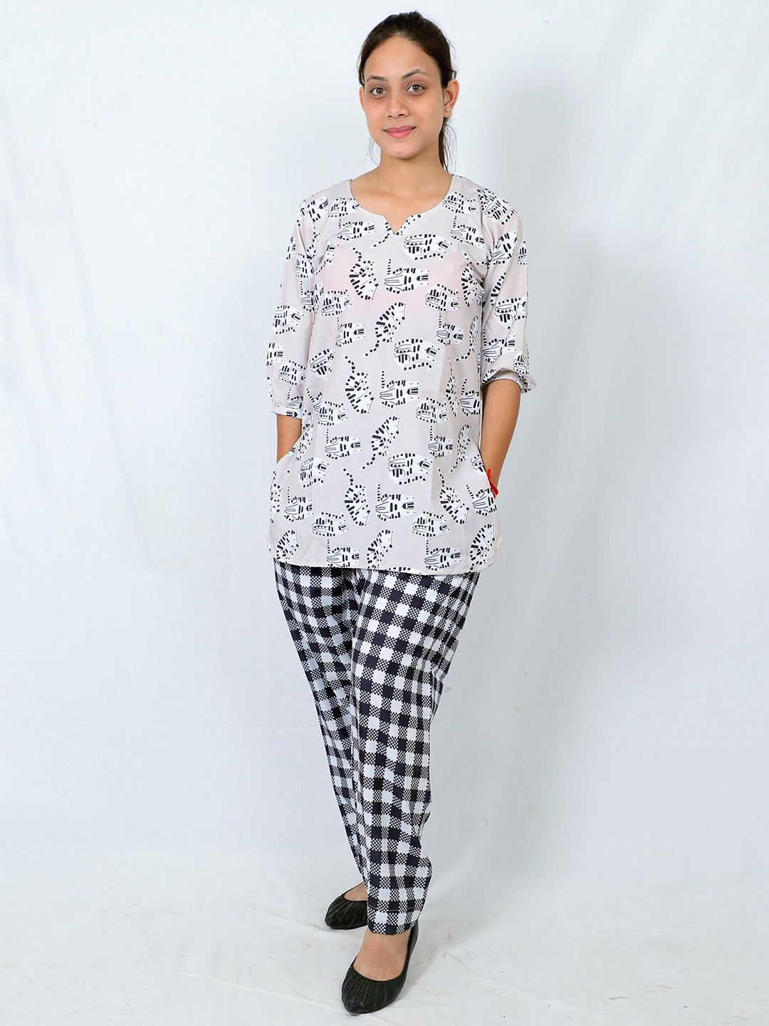 

TILISM Printed Pure Cotton Top With Trouser Co-Ords, White