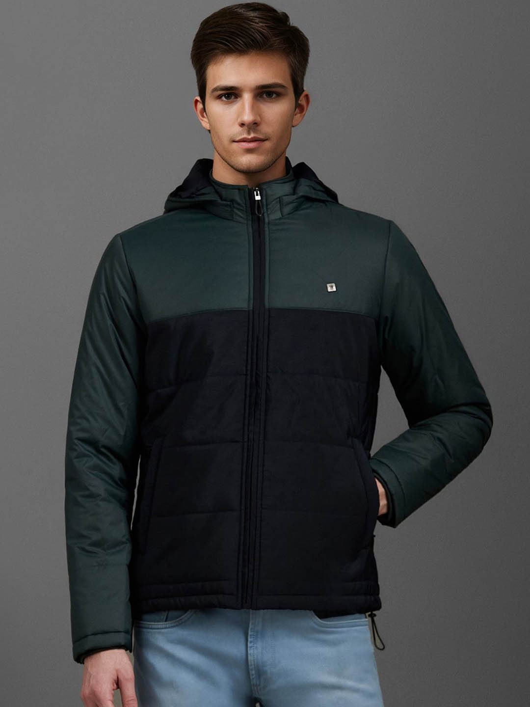 

Louis Philippe Sport Men Colourblocked Padded Jacket, Green