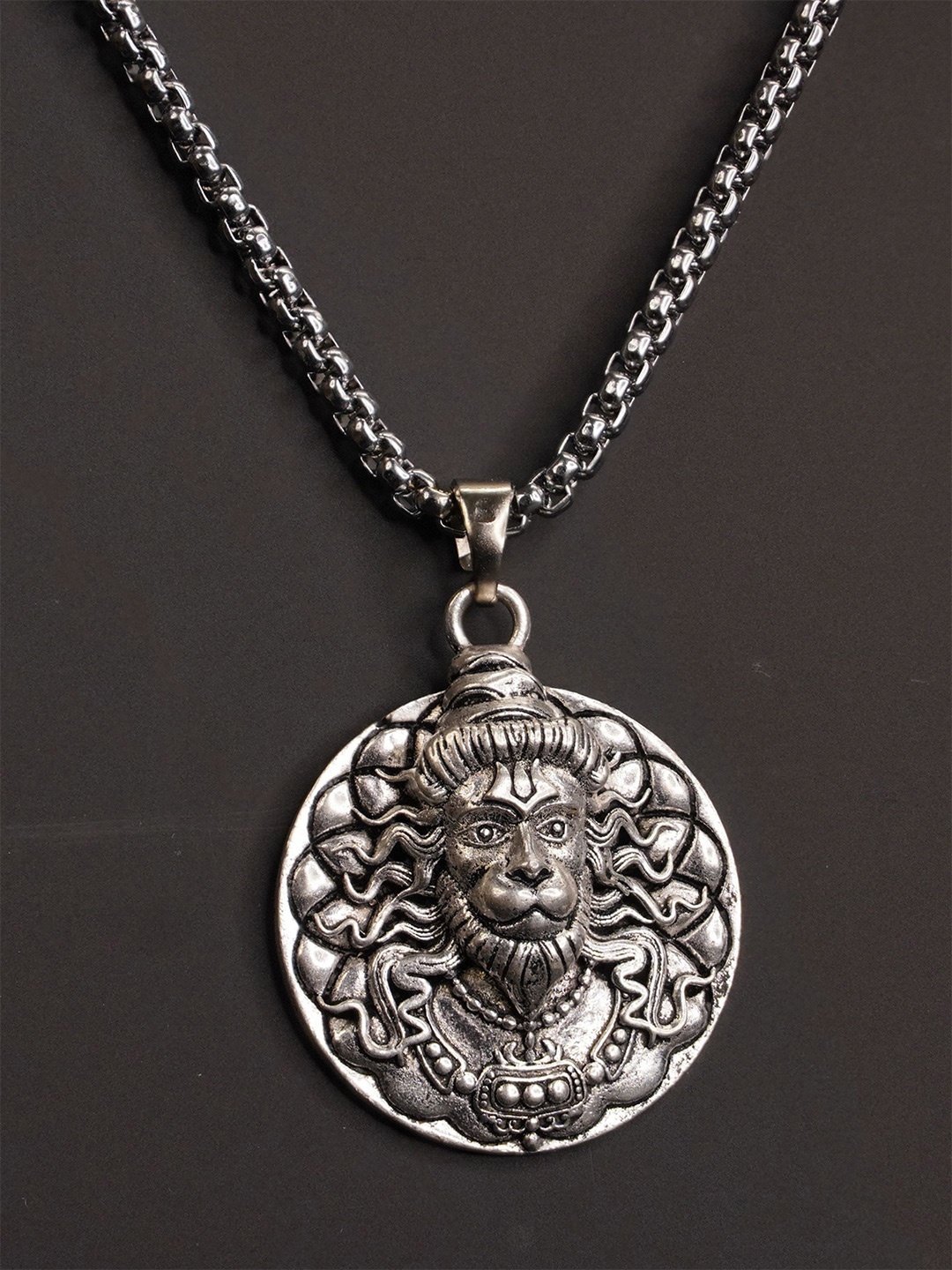 

Japam Silver Plated 3D Bajrangbali Hanuman Ji Necklace