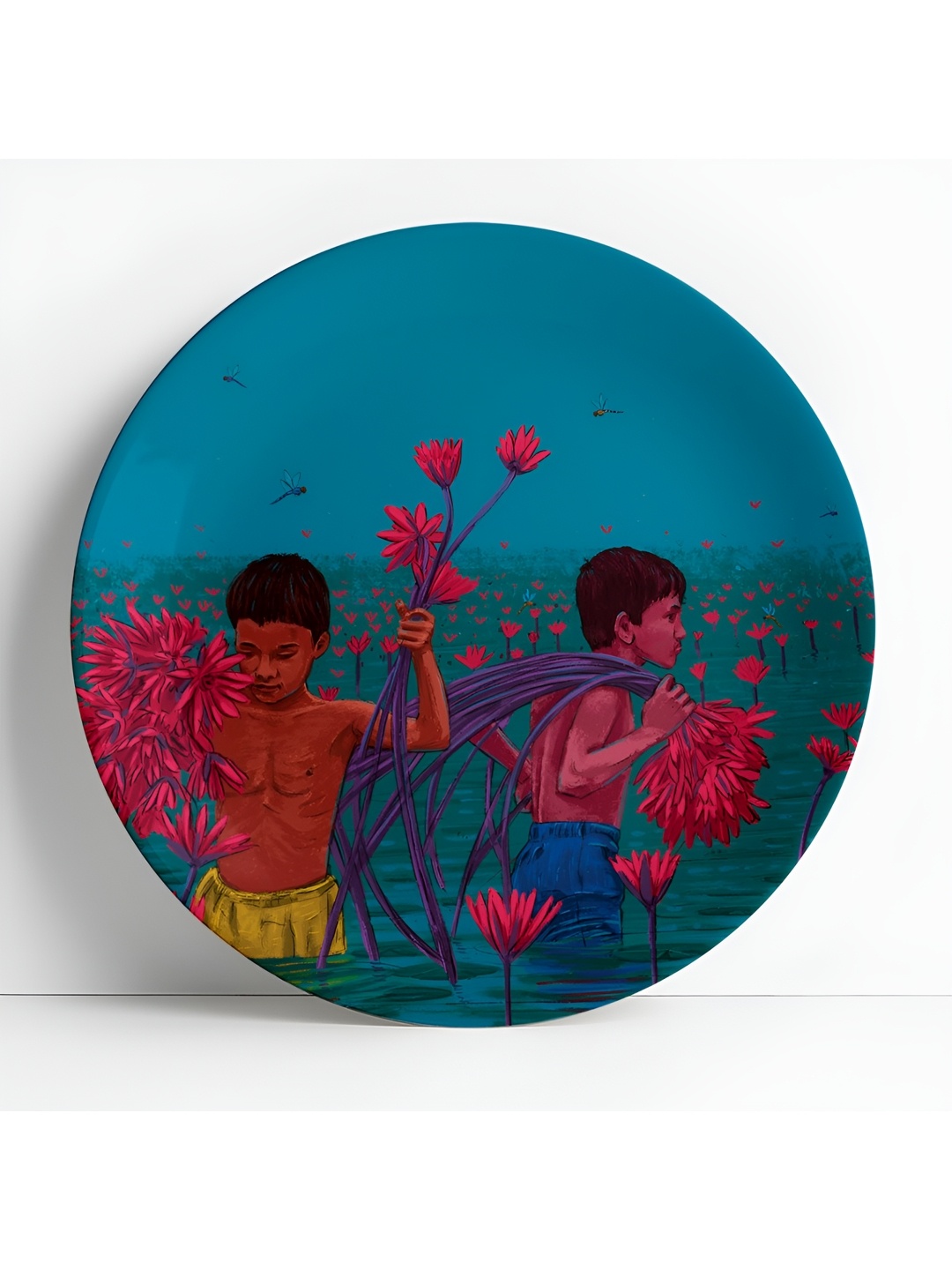 

The Plated Project Blue & Red Printed Ceramic Wall Plate
