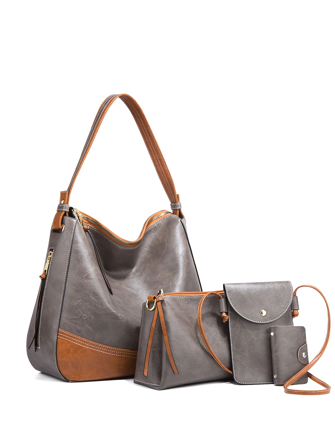 

RAVE PU Structured Shoulder Bag with Tasselled, Grey