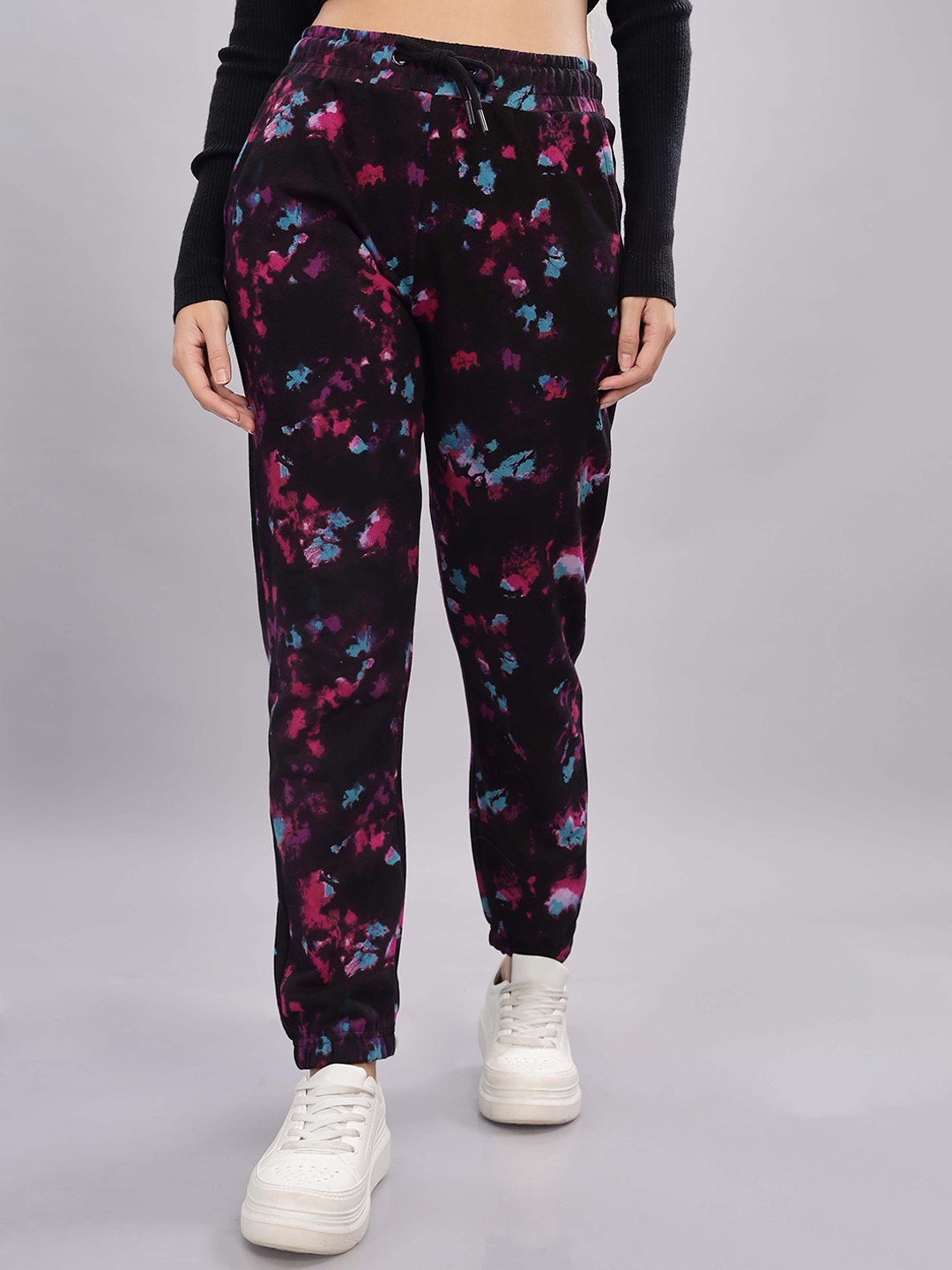 

HEYLAY Women Abstract Printed Relaxed Cotton Trouser, Black