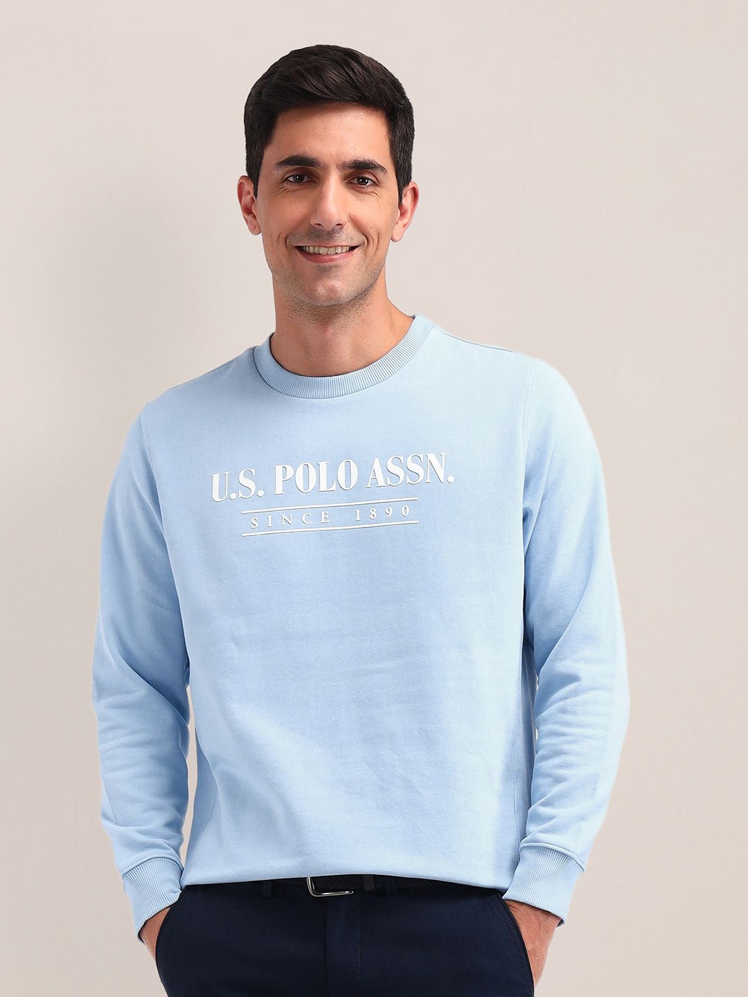

U.S. Polo Assn. Men Cotton Brand Logo Printed Pullover Sweatshirt, Blue