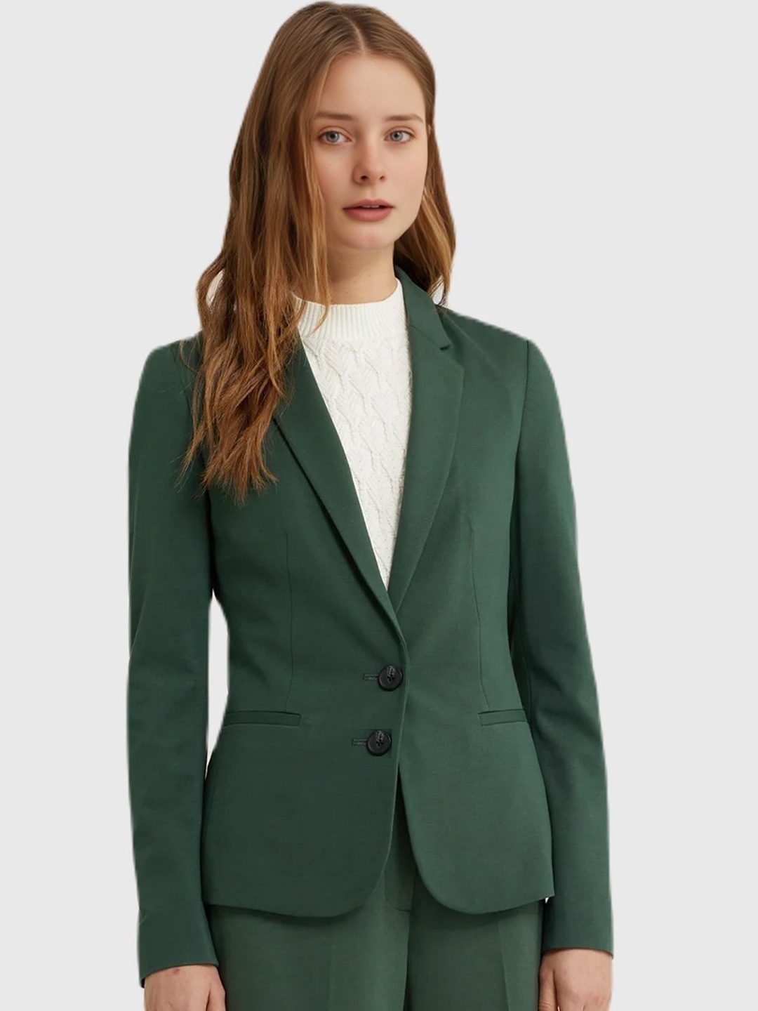 

BAESD Women Notched Lapel Collar Single-Breasted Formal Blazer, Olive