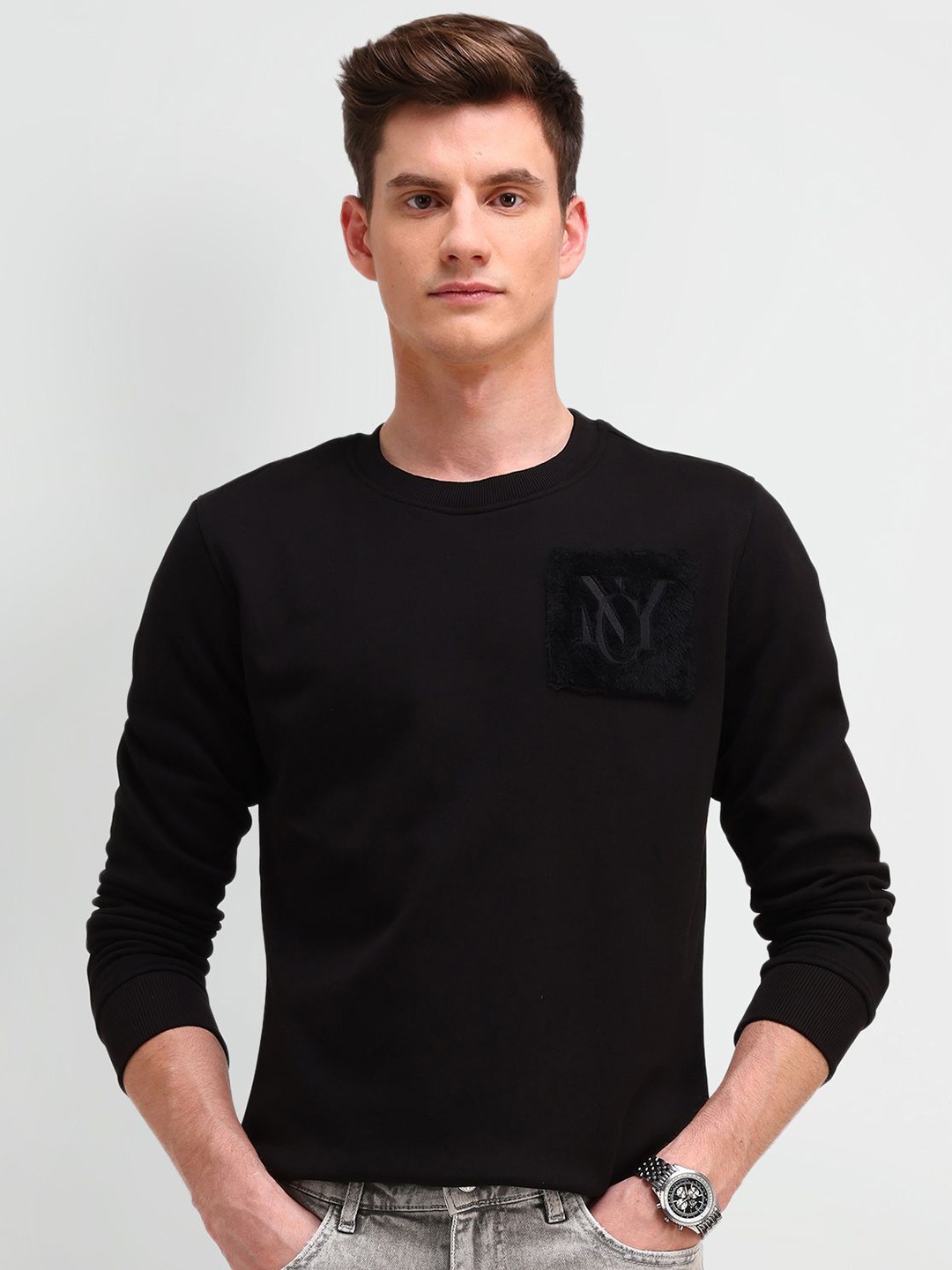 

Arrow New York Men Round Neck Cotton Sweatshirt, Black