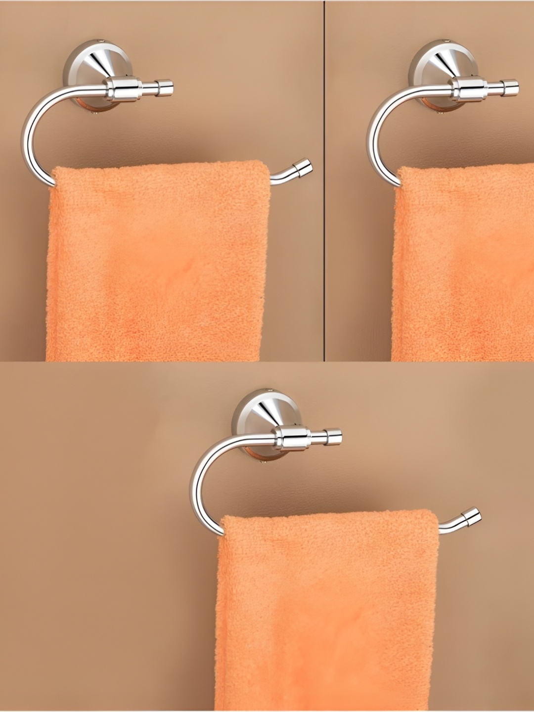 

Plantex Silver-Toned 3 Pieces Stainless Steel Towel Holder