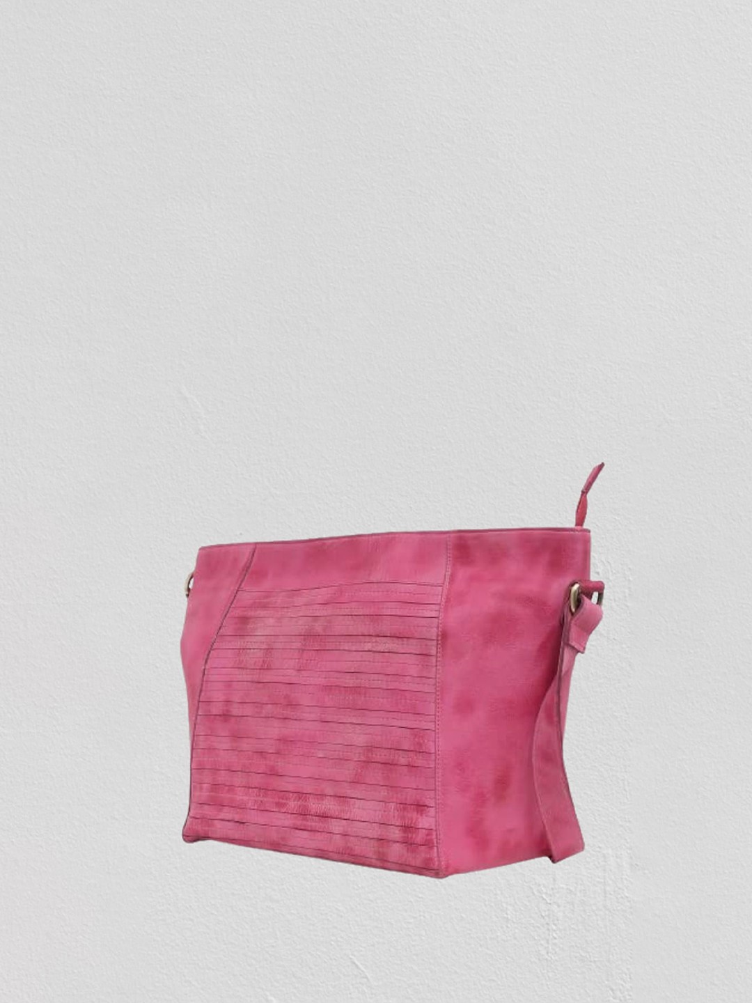 

ANNODYNE Women Striped Structured Leather Sling Bag, Pink