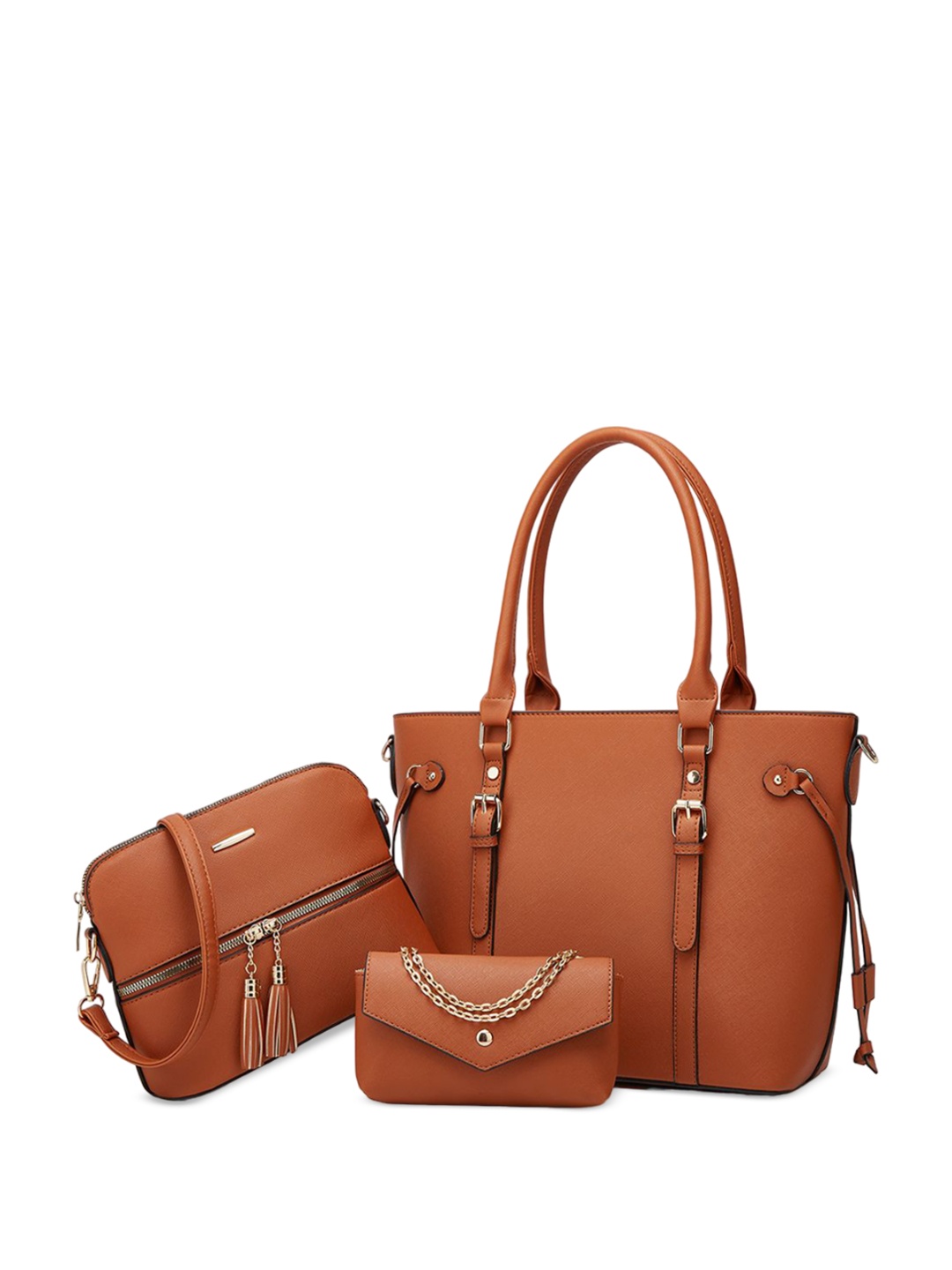 

RAVE Women Solid Structured Handheld Bags, Brown
