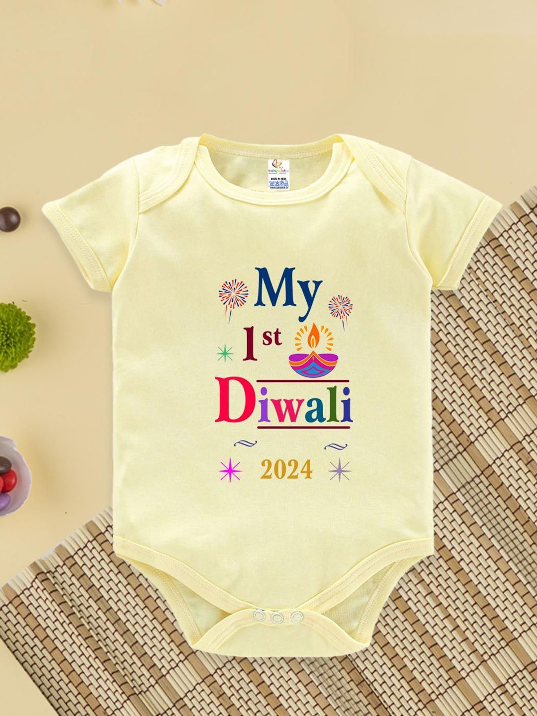 

Babywish Kids Printed Cotton Bodysuit, Yellow