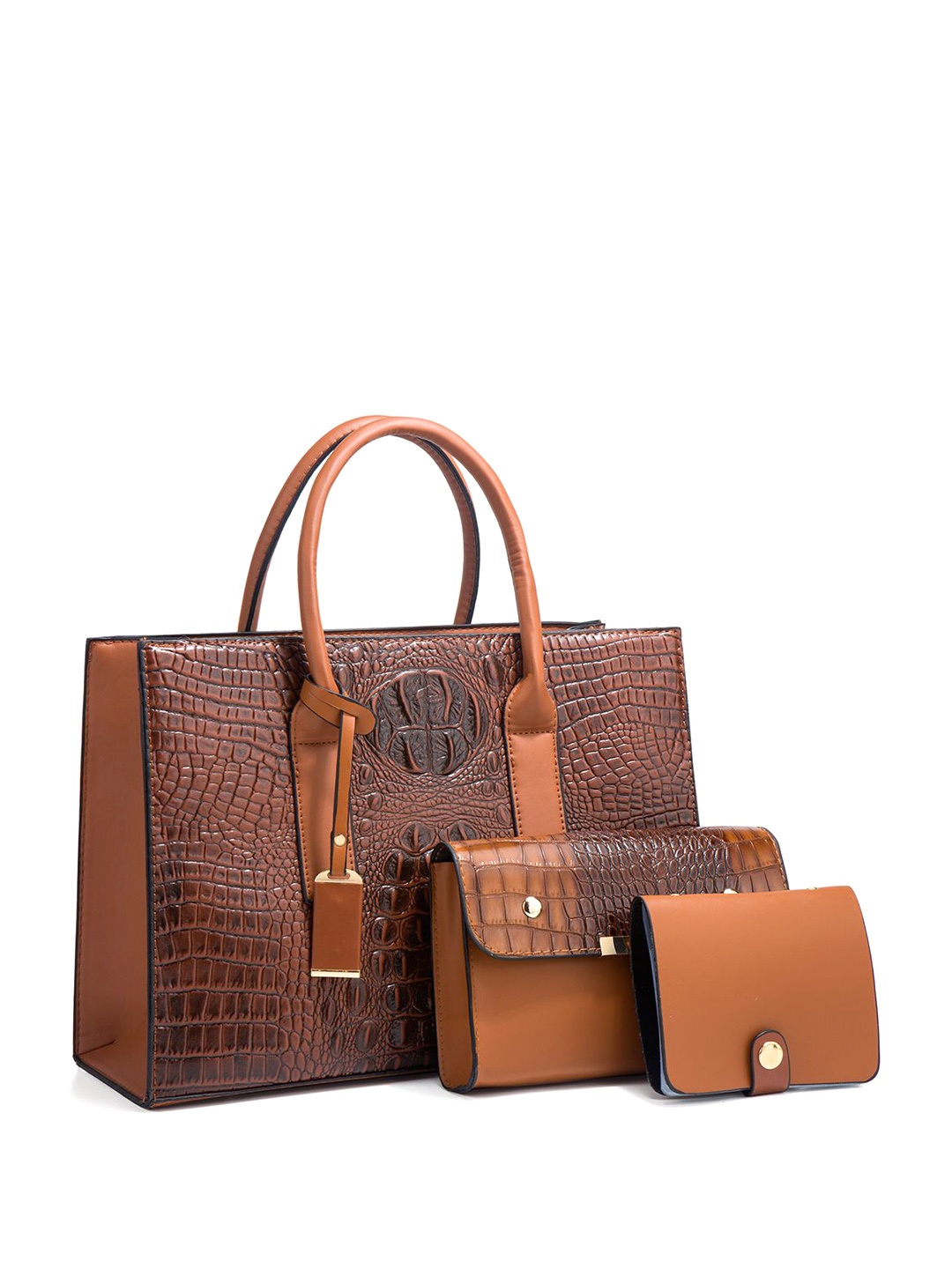 

RAVE Women Textured Structured Handheld Bags, Brown