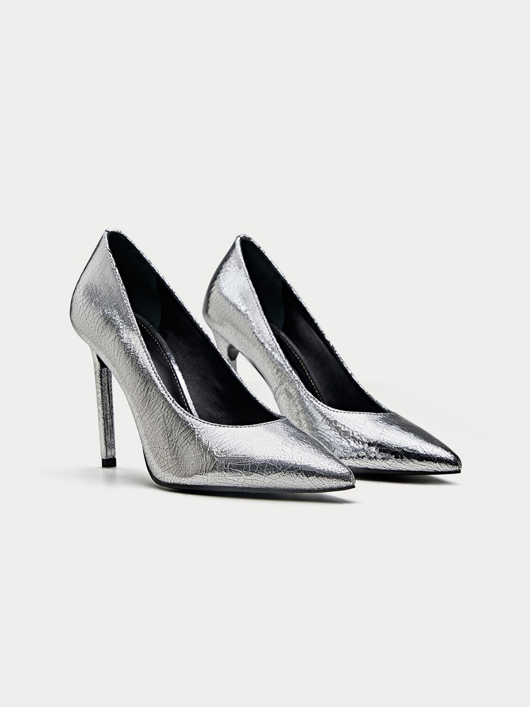 

Oroh Women Leather Stiletto Heel Pumps, Silver