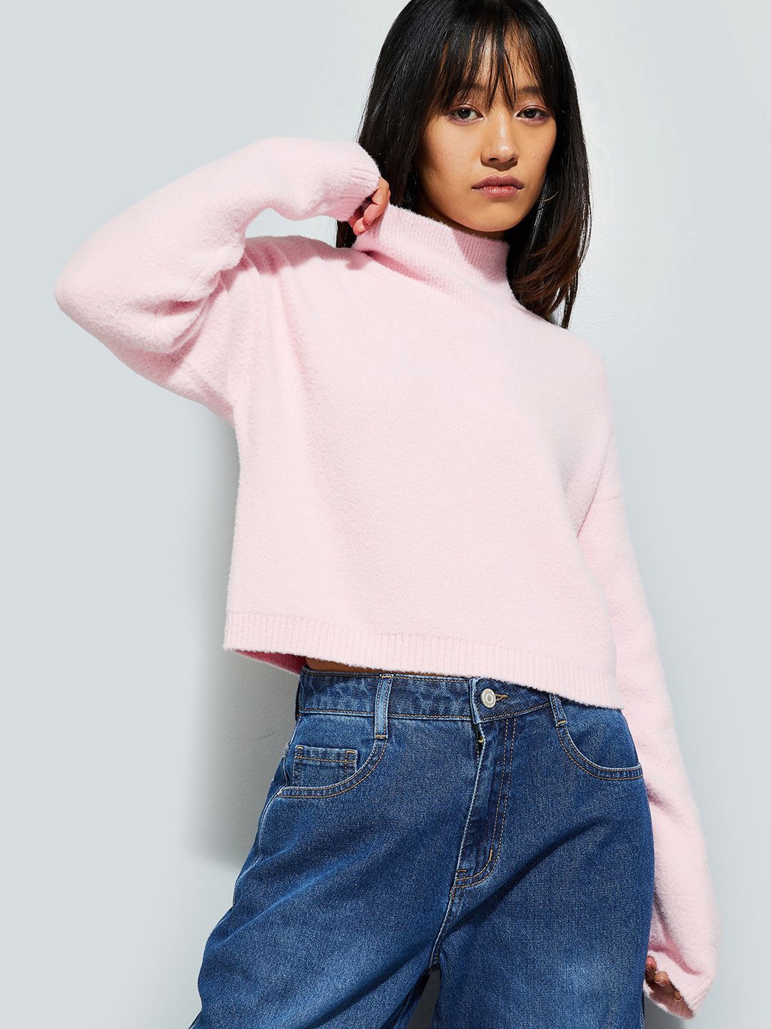 

max URB_N Women High Neck Sweater, Pink