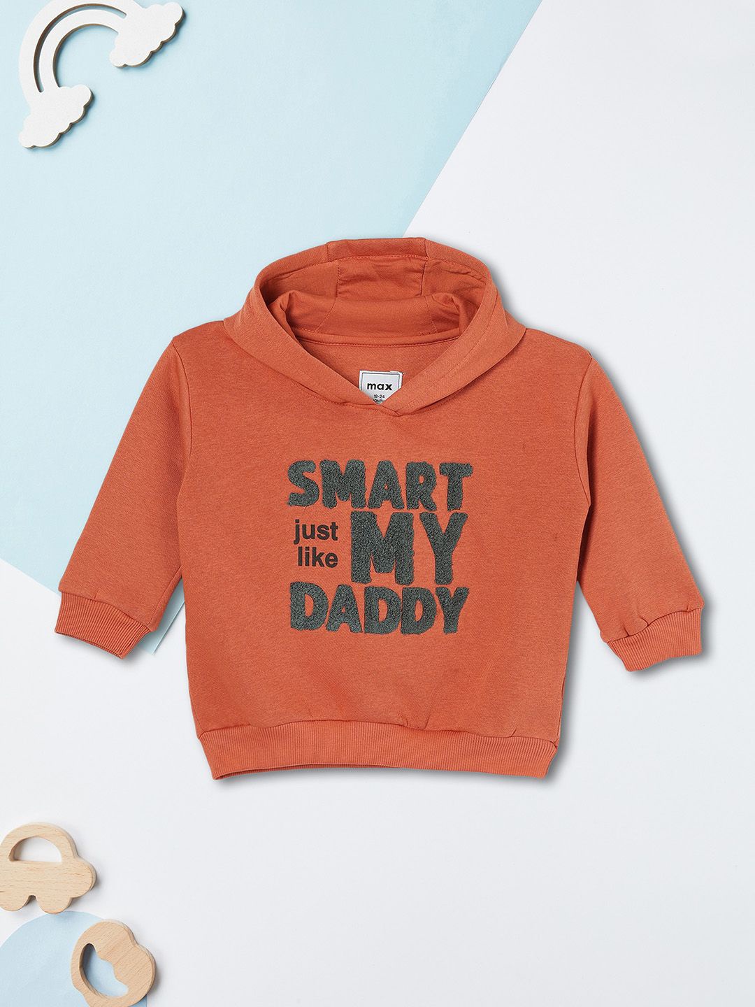 

max Boys Cotton Typography Printed Hooded Sweatshirt, Orange