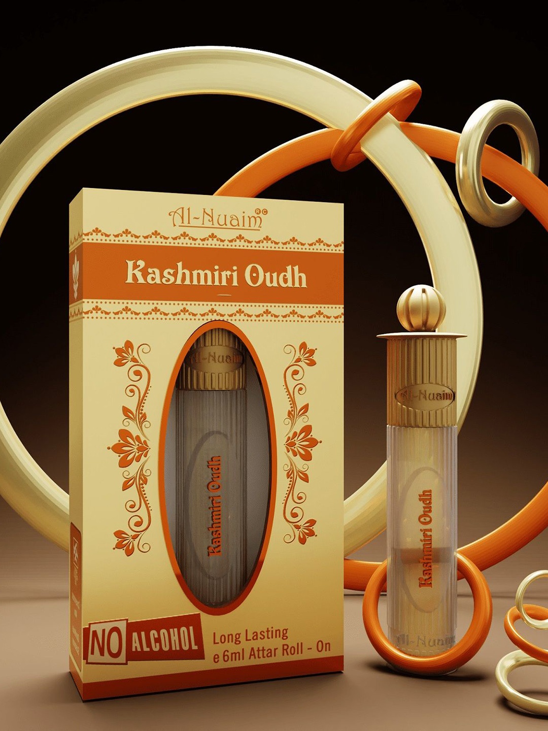 

Al-Nuaim Silver Series Kashmiri Oudh Alcohol Free Long Lasting Attar Roll-On - 6 ml, Yellow