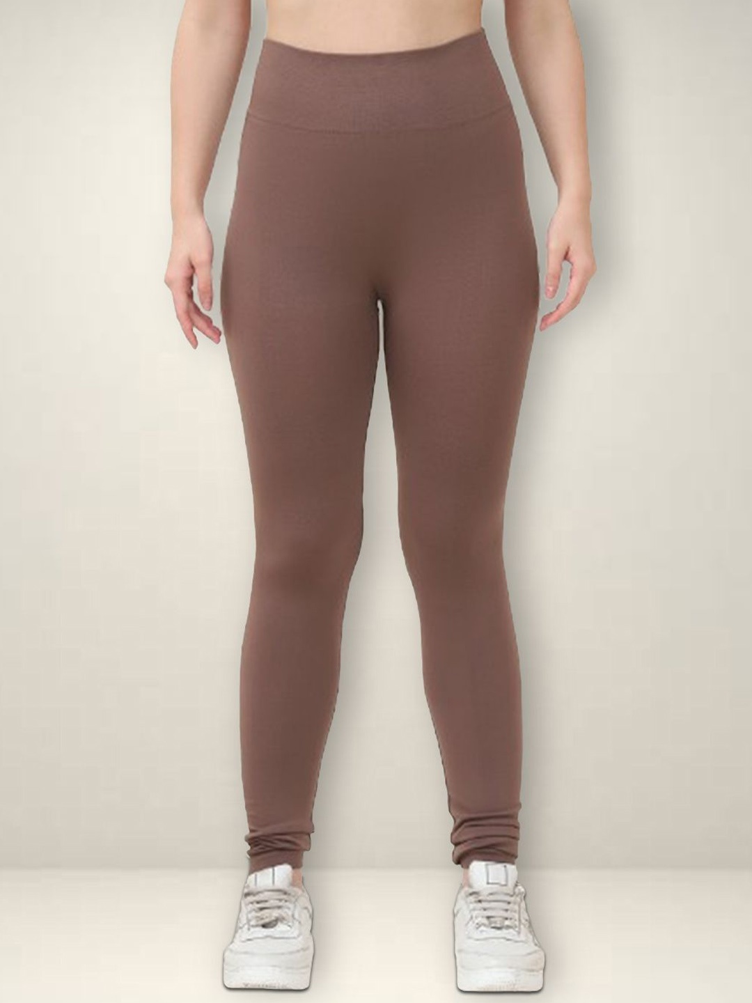 

Jinfo Women High-Rise Ankle-Length Gym Tights, Brown
